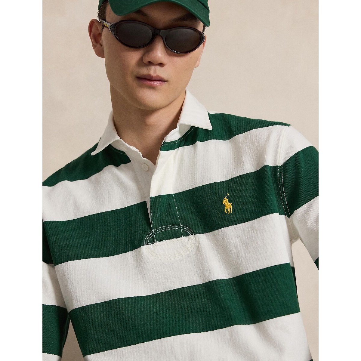 Iconic Rugby Polo Shirt green/ecru, POLO RALPH LAUREN