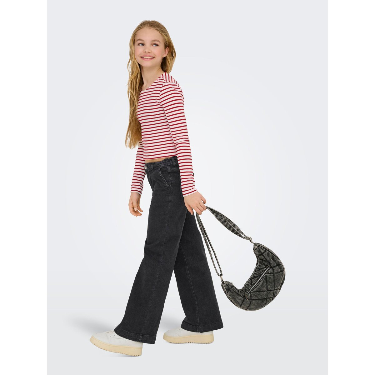 Jean À Jambe Large black denim 1, KIDS ONLY