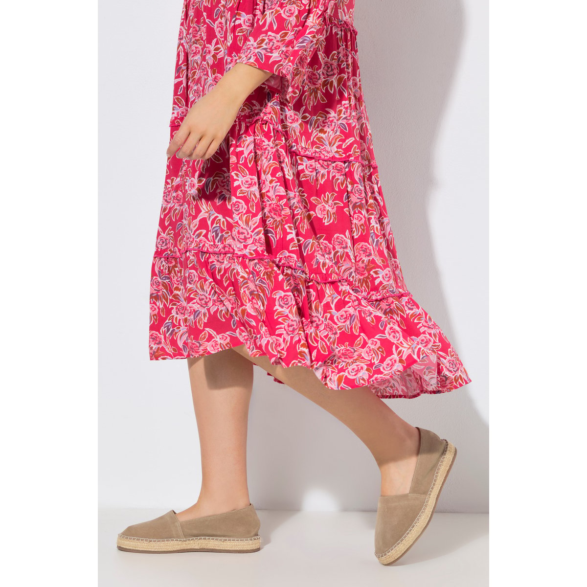 Robe caftan à volant magenta, ULLA POPKEN