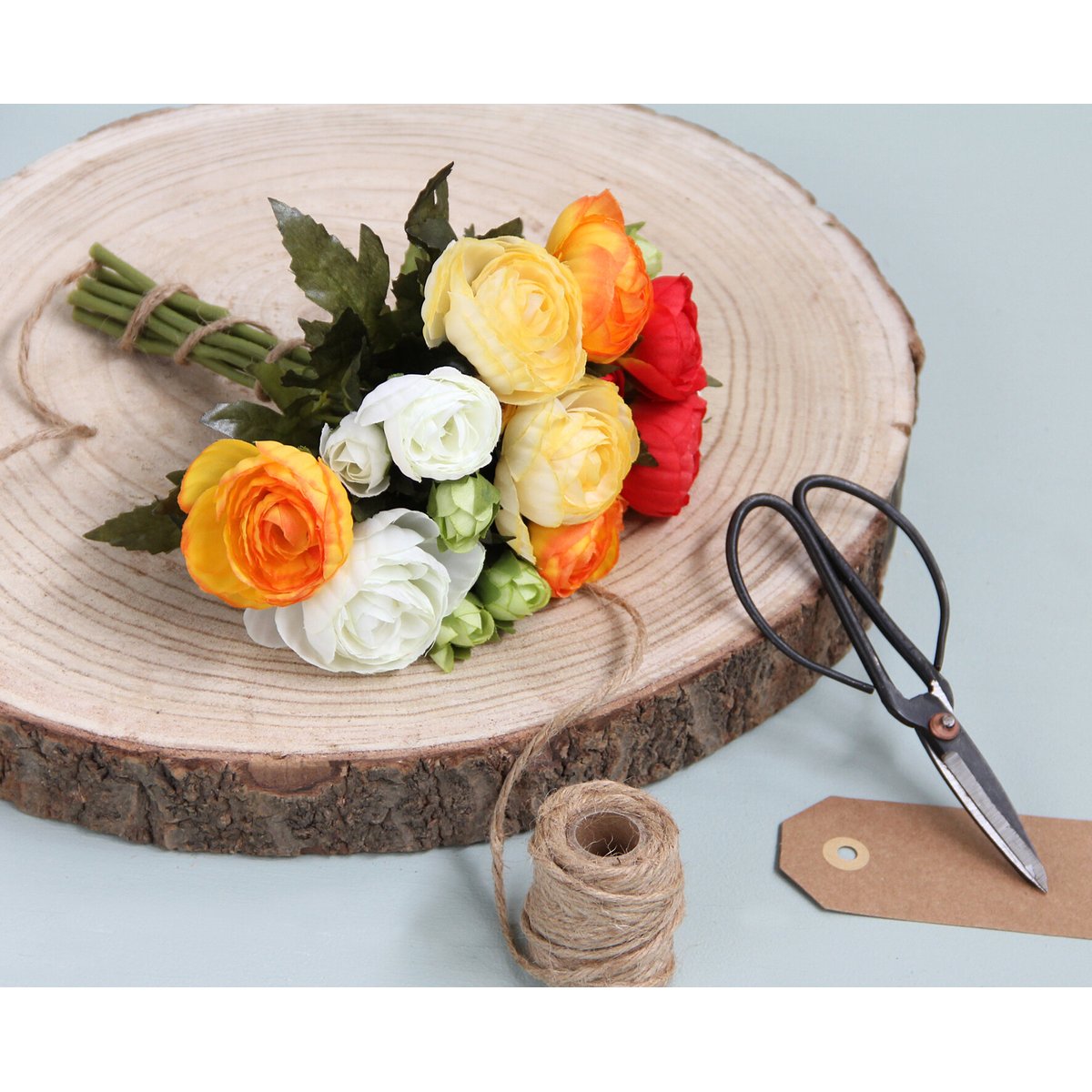 Bouquet de fleurs Ø19 cm RANUNCULUS orange, MICA DECORATIONS