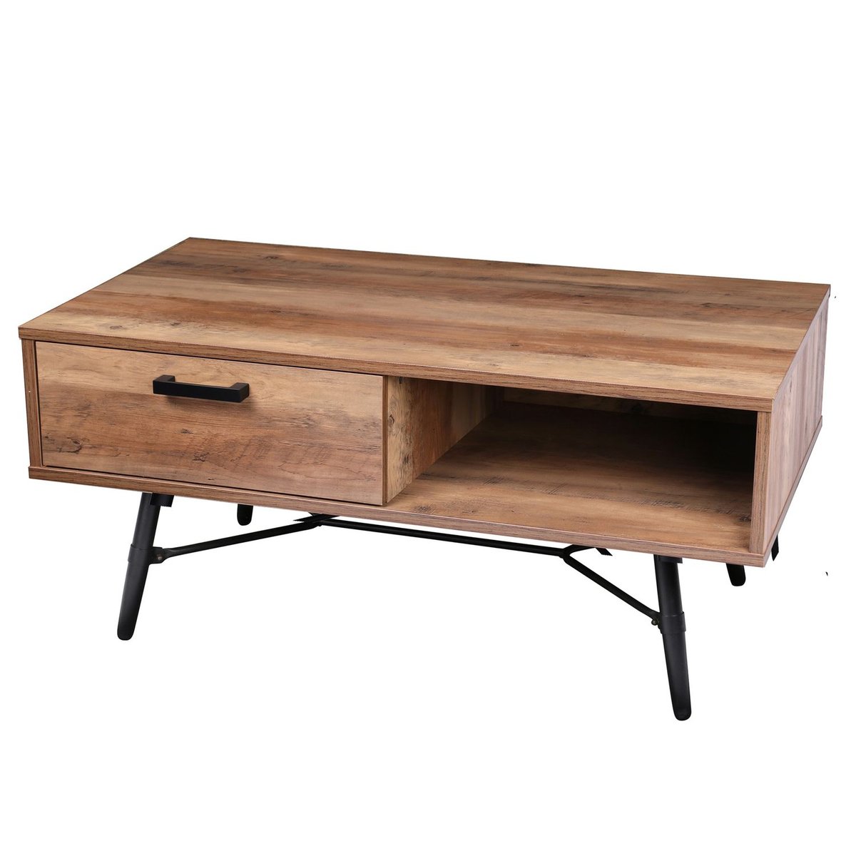 Table basse design bois et métal Hampton noir, URBAN LIVING