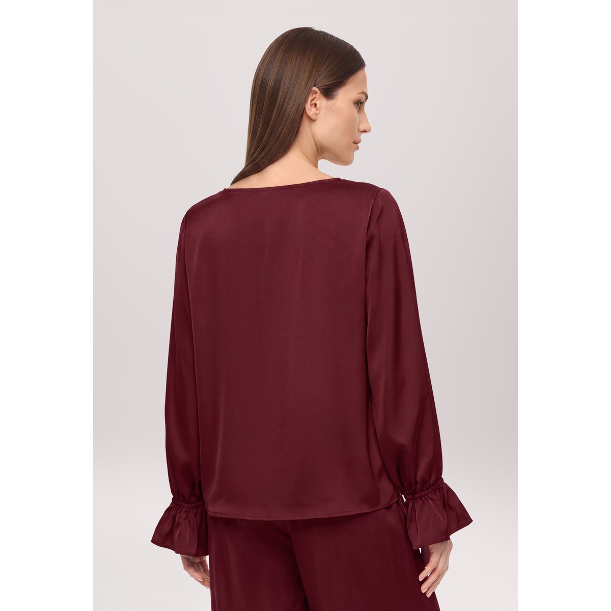 Chemisier en satin à manches chauve-souris deep dahlia, VERA MONT