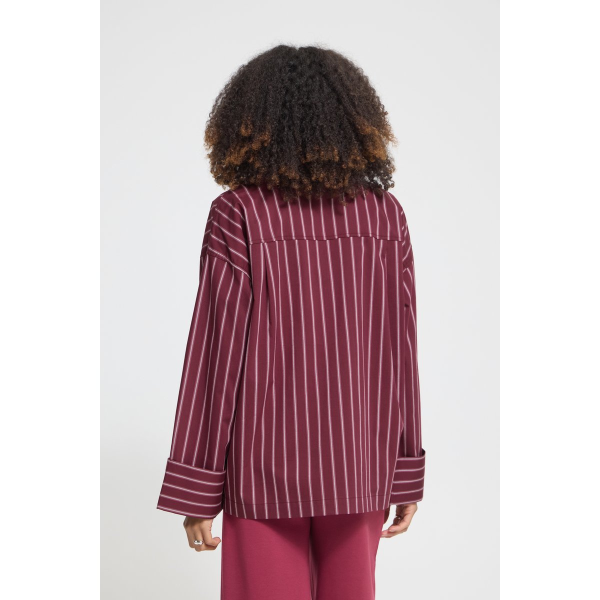 Chemise à manches longues rouge lulao stripe, ICHI