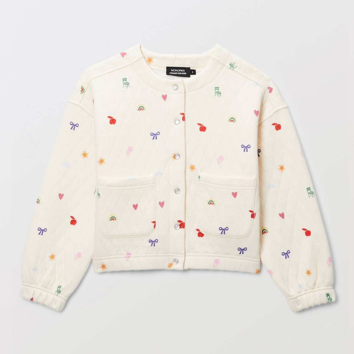 Cardigan zippé en molleton matelassé contenant du coton BIO GOTS amaretti, MONOPRIX