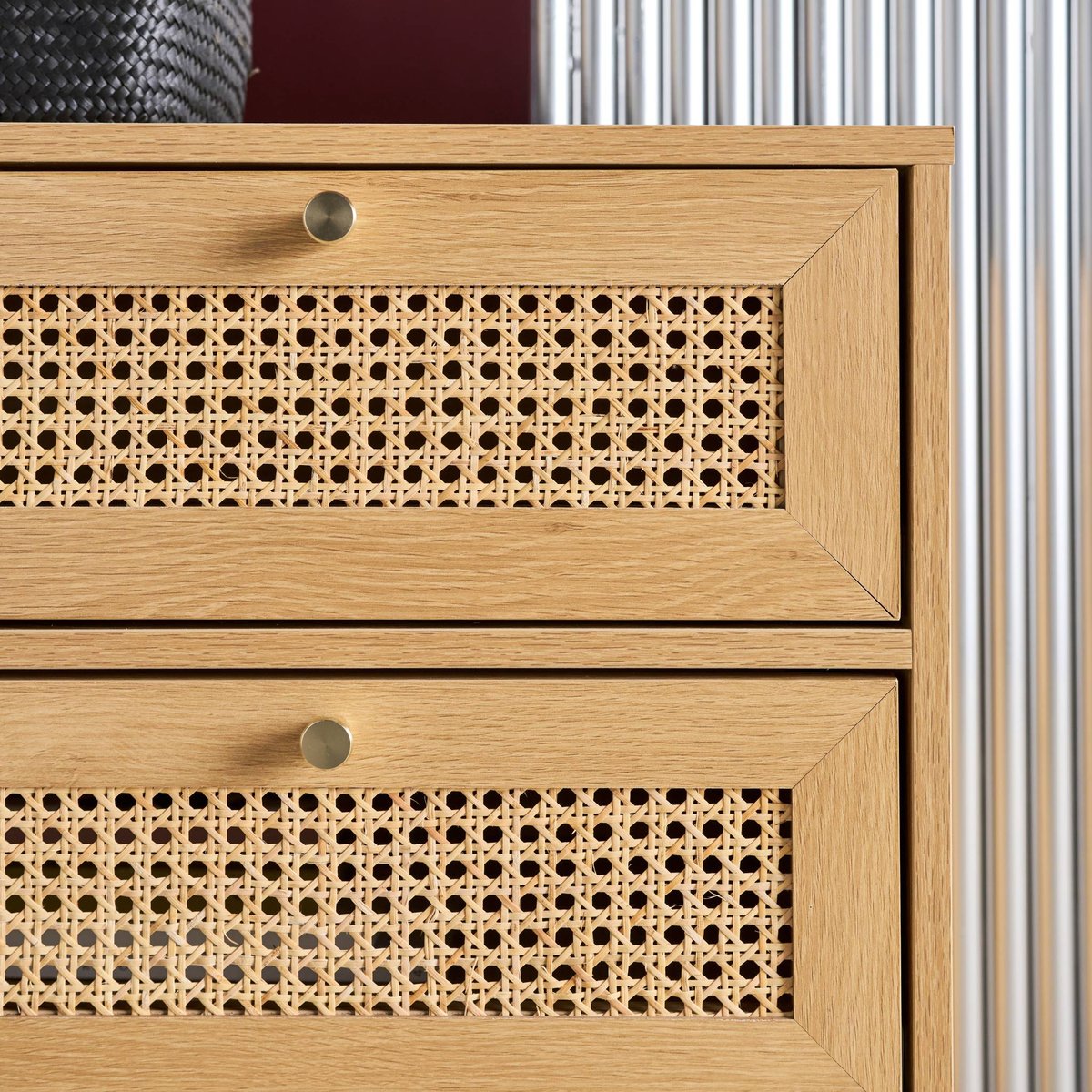 Commode décor bois et cannage 3 tiroirs JUDITH naturel, SWEEEK