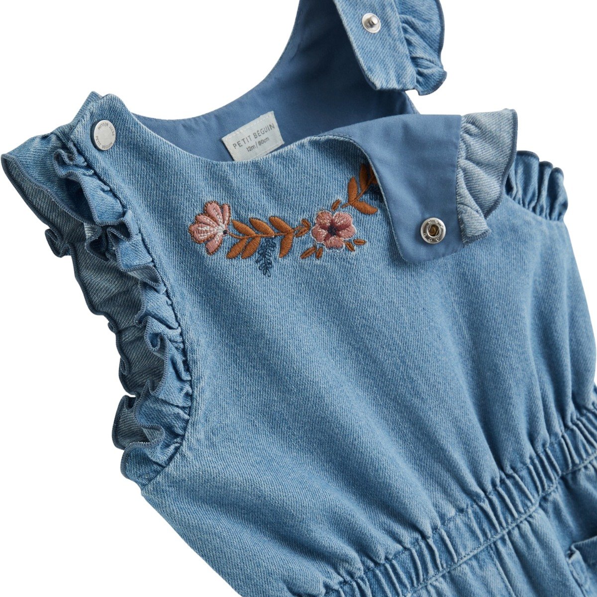 Salopette bébé en jean Cléo bleu, PETIT BEGUIN