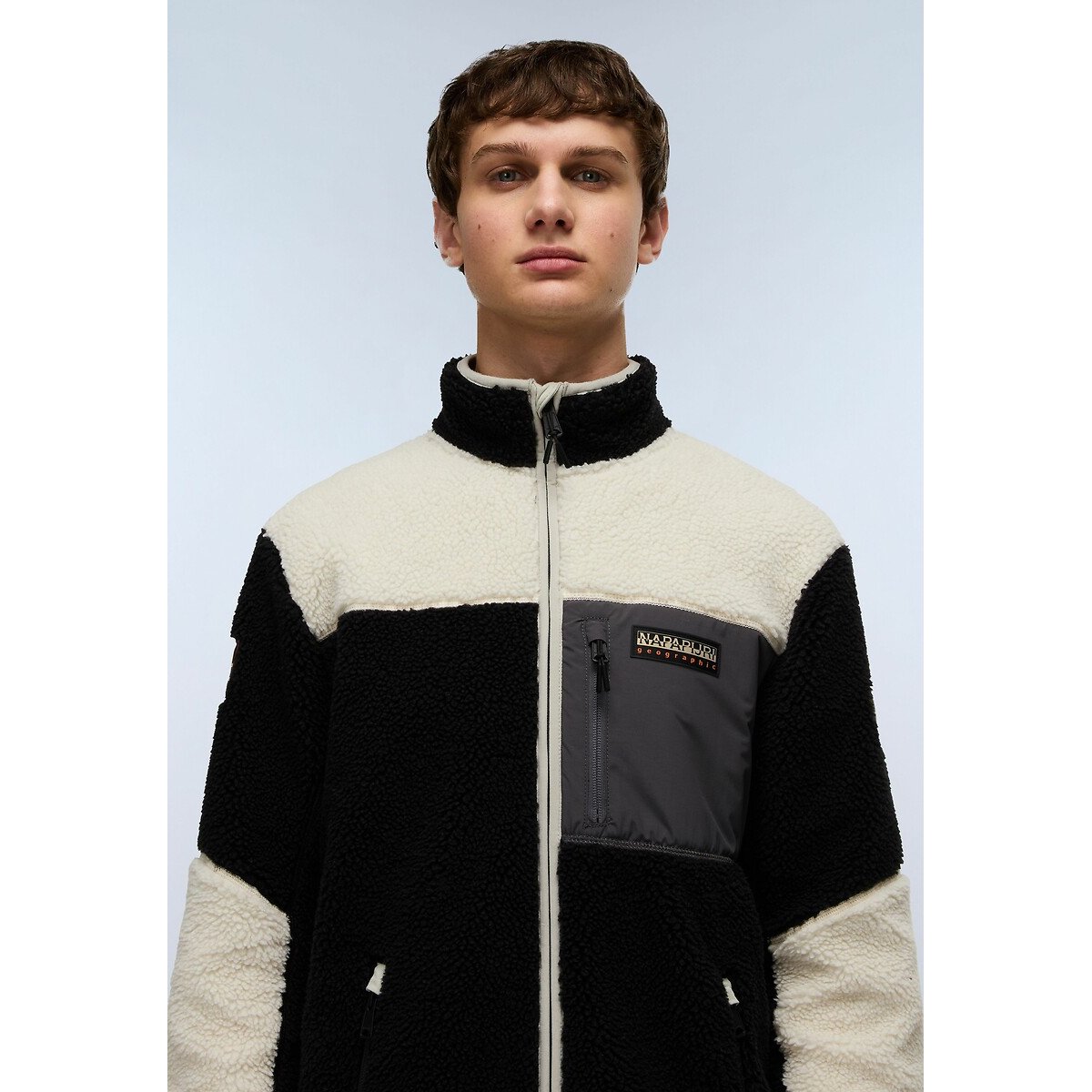 Pile con zip Yupik nero/bianco, NAPAPIJRI