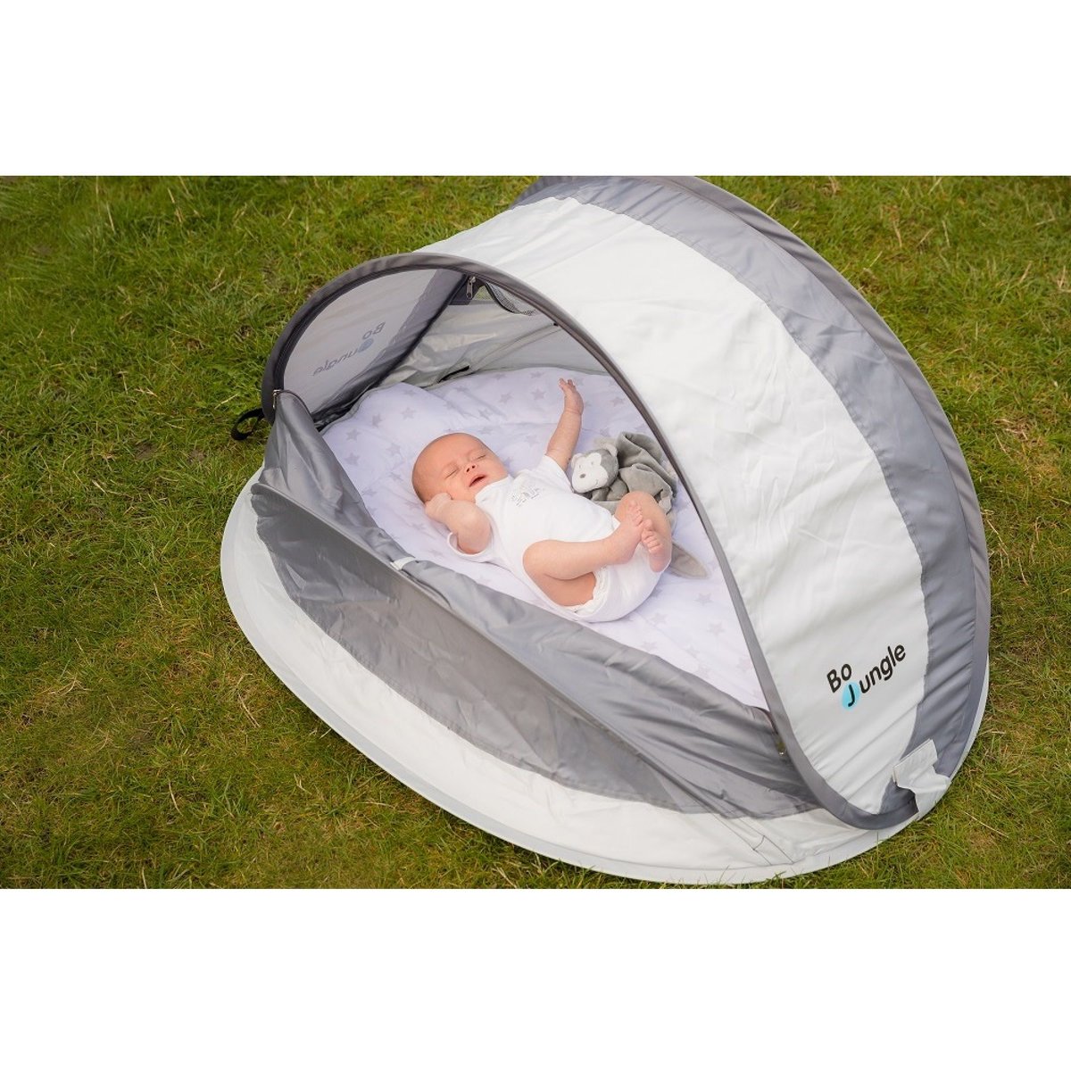 Lit bébé nomade pop-up gris, BO JUNGLE