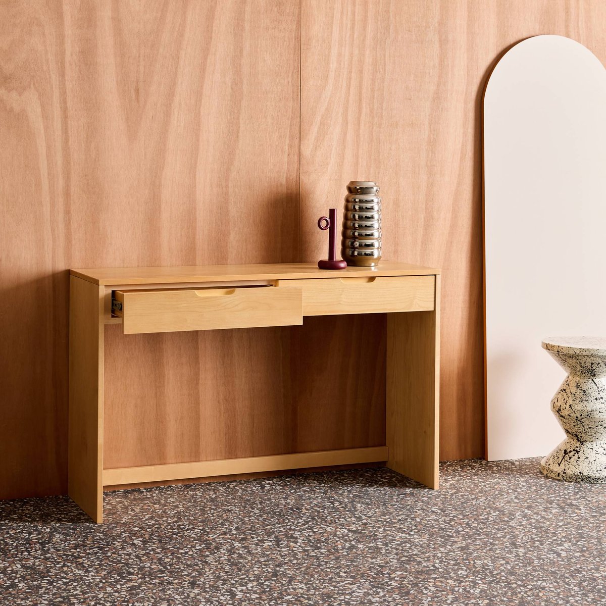 Console décor bois 2 tiroirs TANIA naturel, SWEEEK