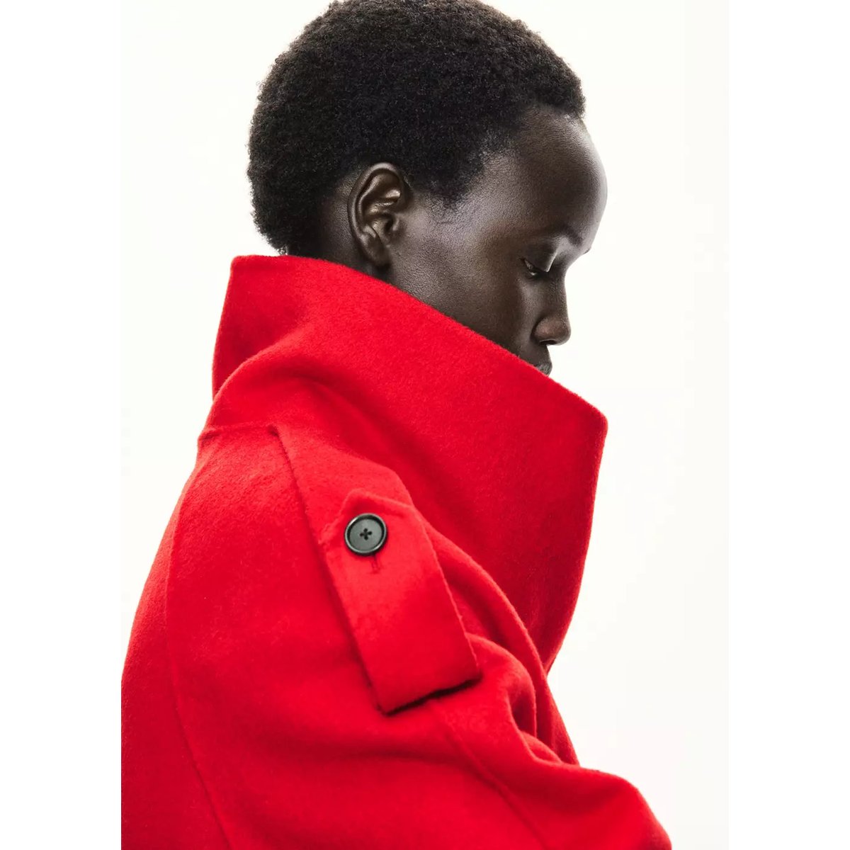 Manteau laine ceinture rouge, MANGO