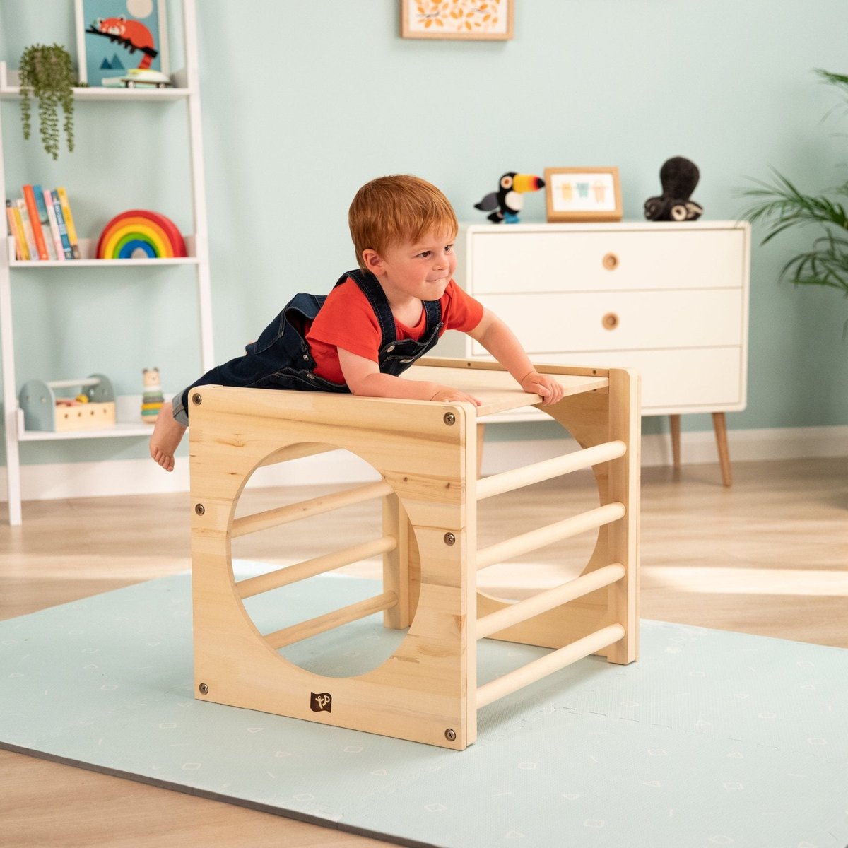 Cube d'escalade avec tableau créatif marron - blanc, ACTIVE TOTS