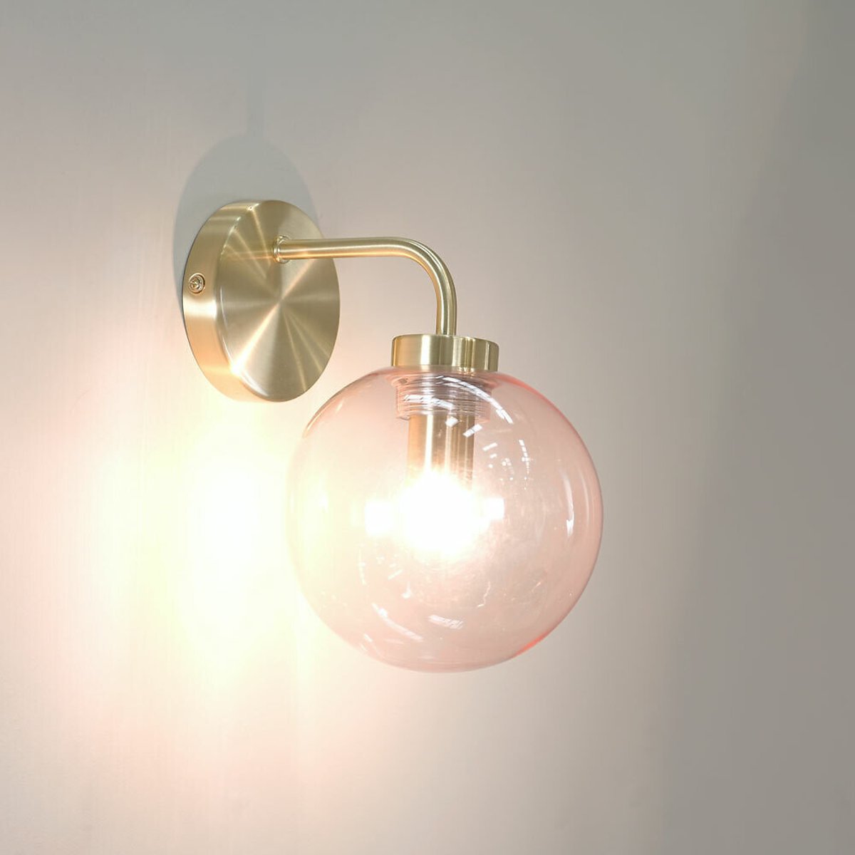 Freddy Brushed Gold and Pink Globe Wall Light gold-coloured, SO'HOME