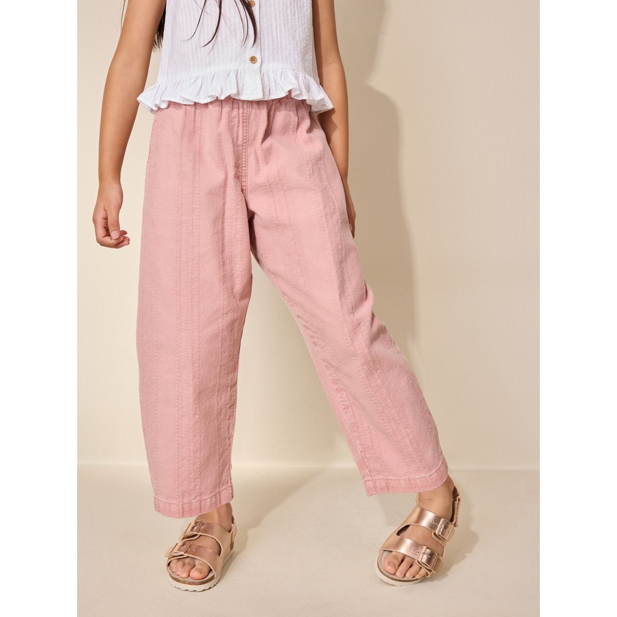 Pantalon texturé à enfiler rose, NEXT