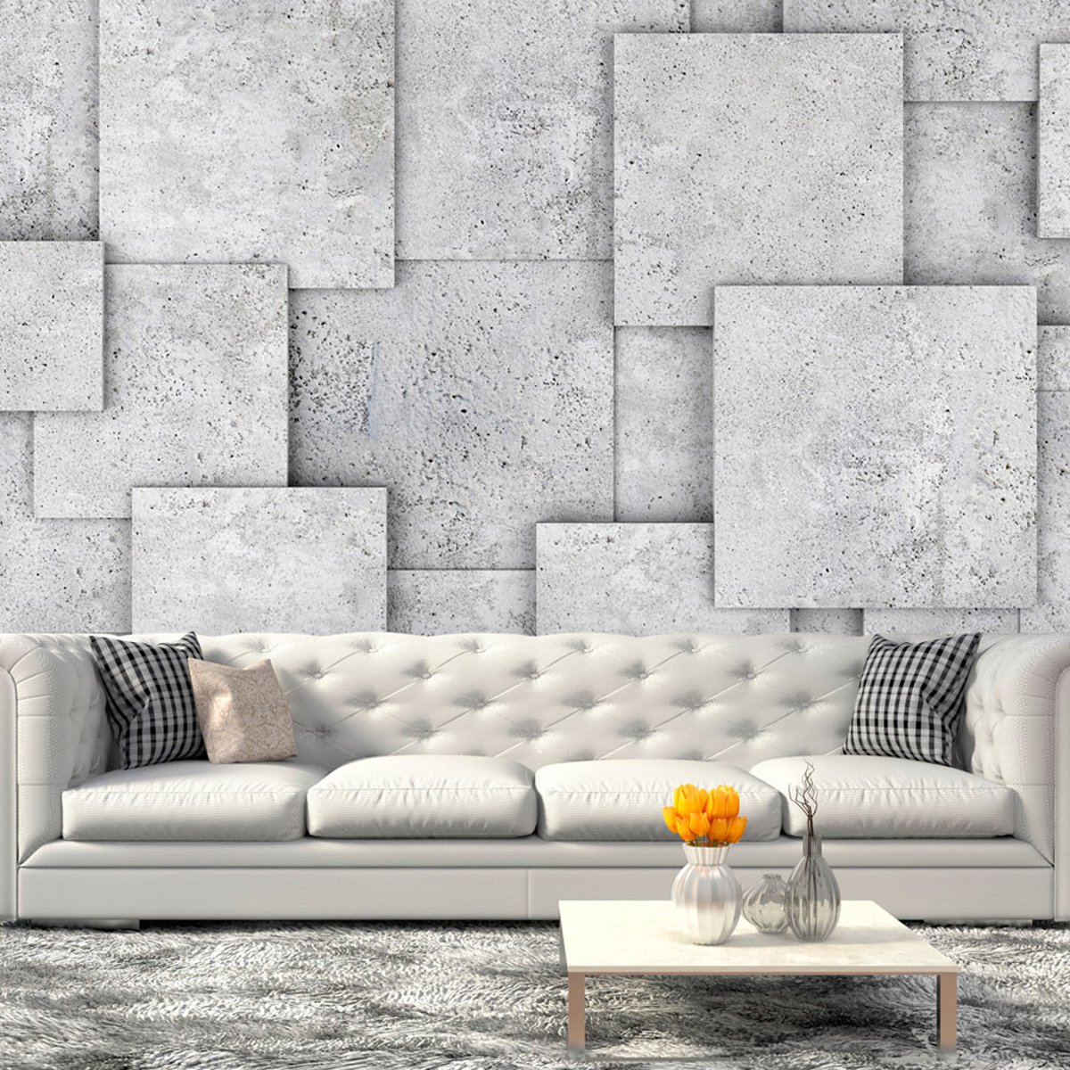 Papier peint intissé panoramique Concrete Abyss gris / argent, EDEN