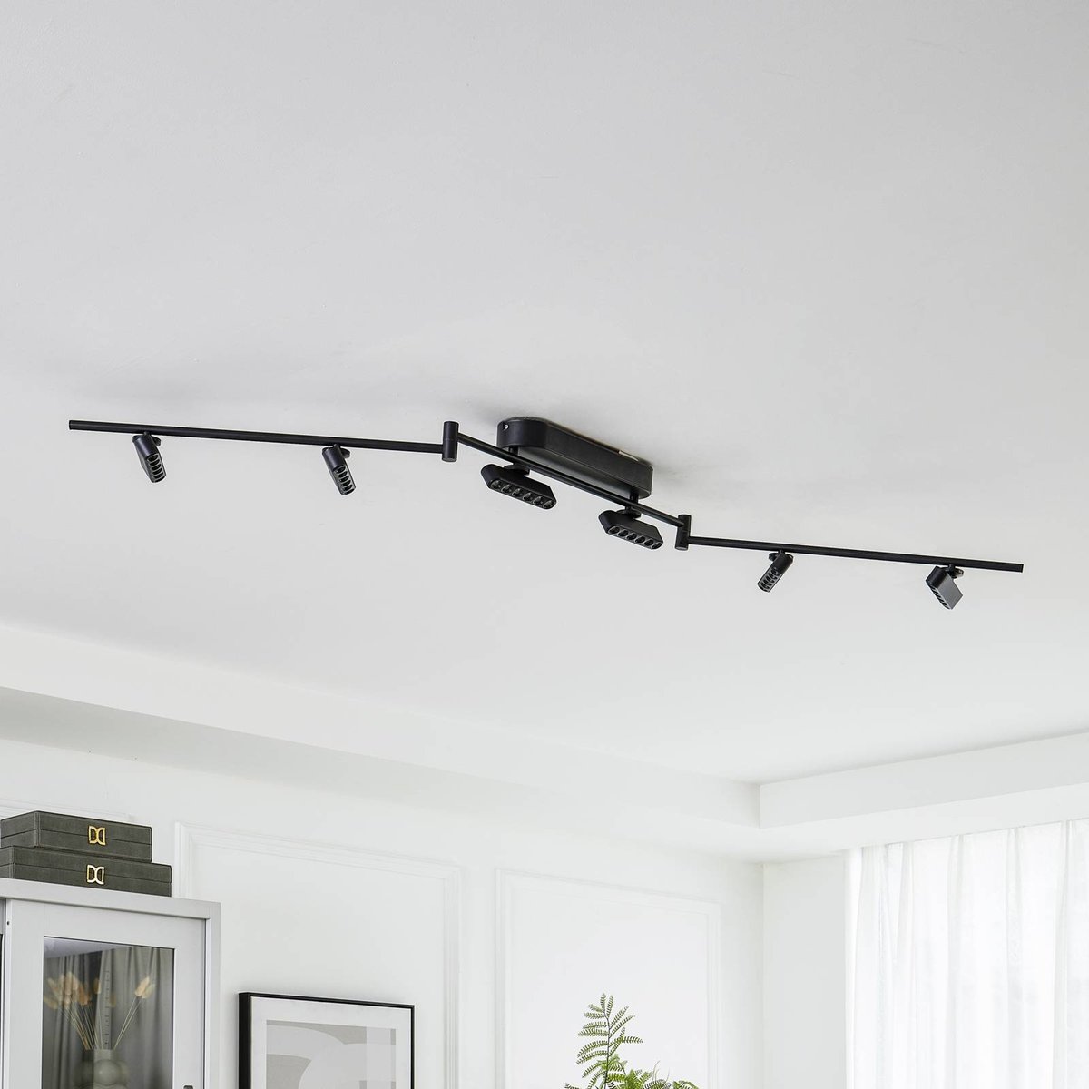 Plafonnier en métal moderneLED, Eldrin noir, LINDBY