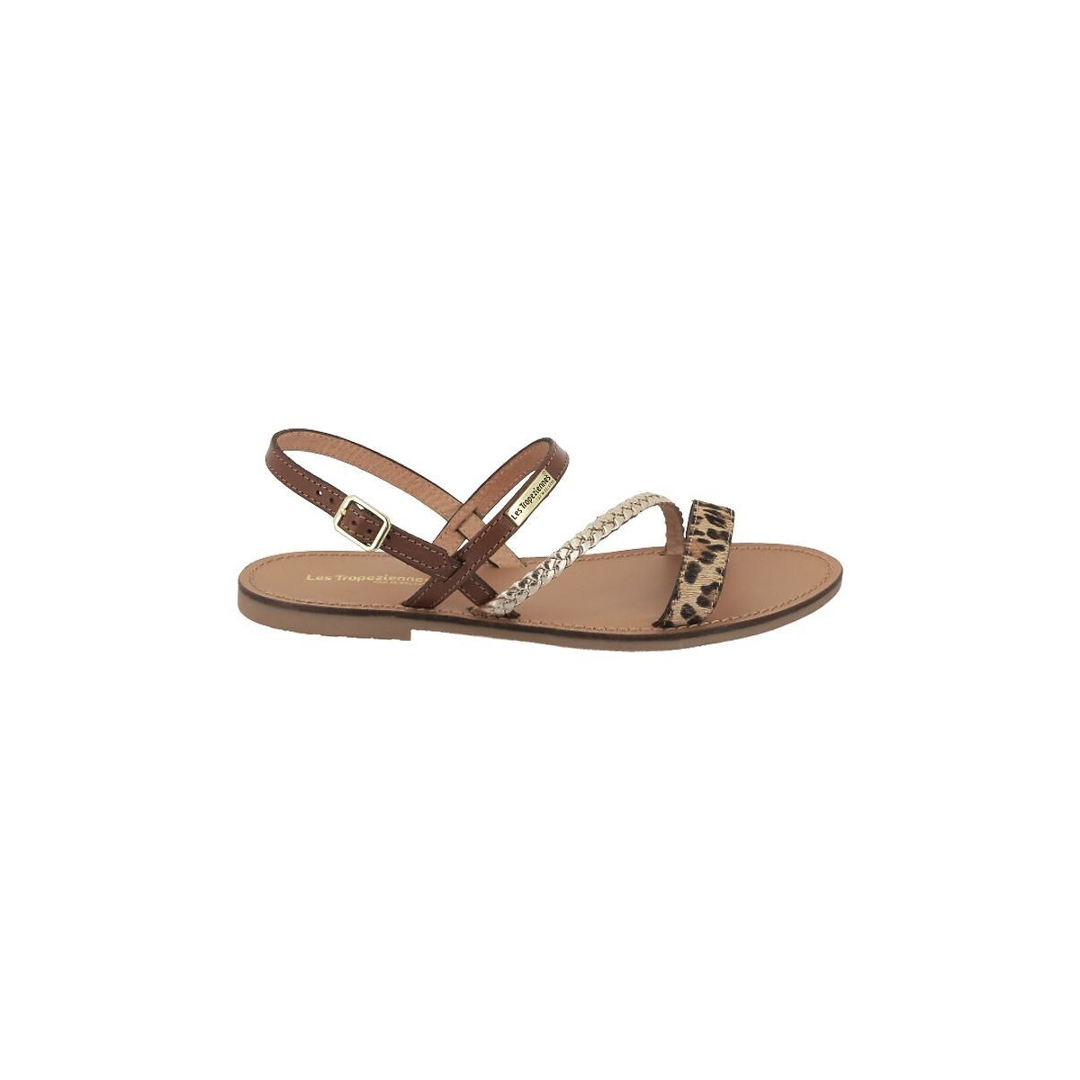 Sandales cuir Batresse or/léopard, LES TROPEZIENNES PAR M.BELARBI