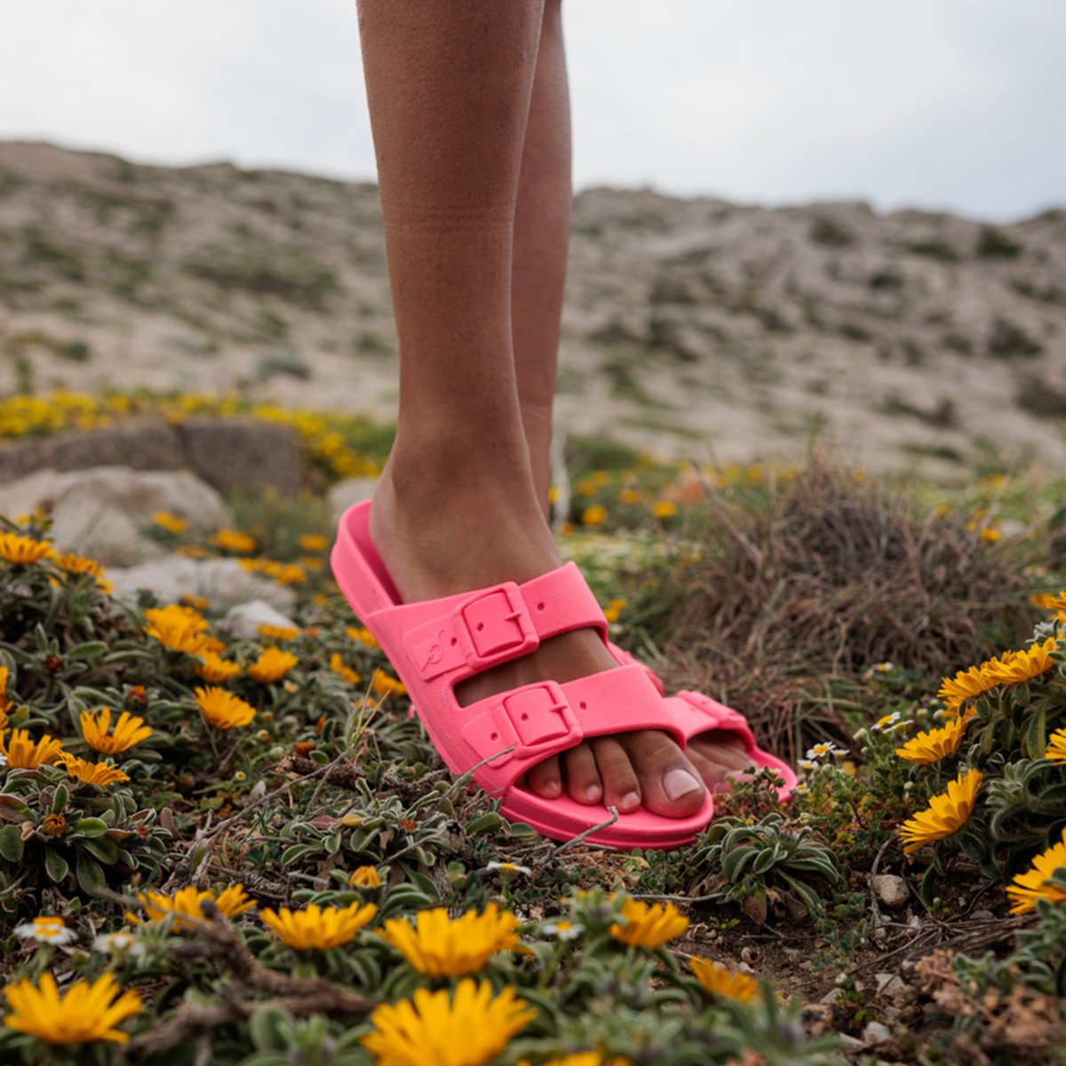 Sandales plates Enfant BAHIA rose fluo, CACATOES
