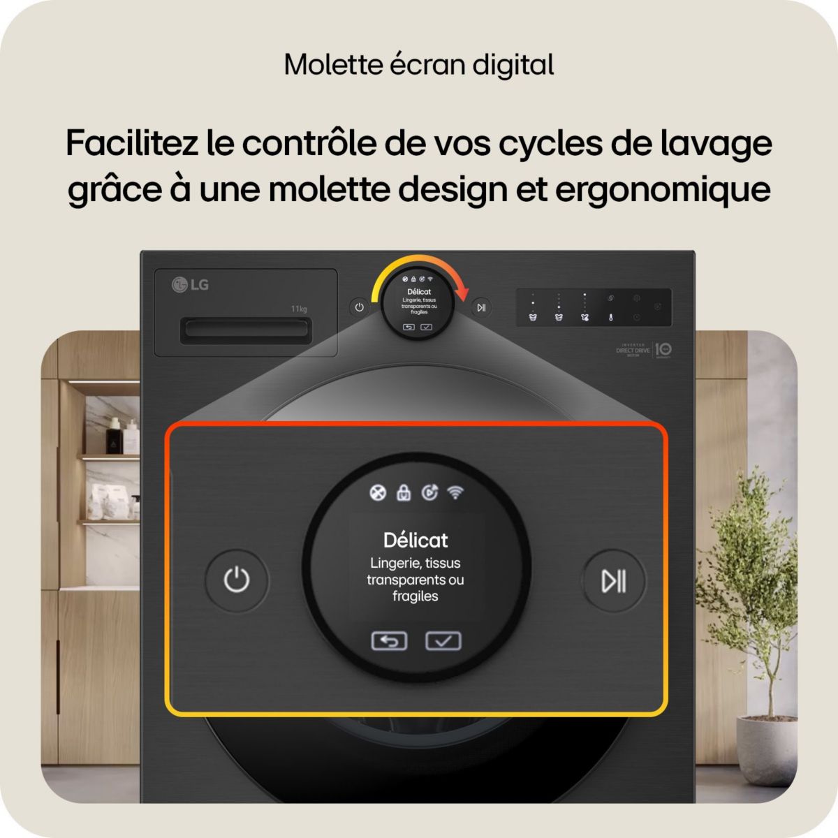 Lave linge hublot F14X76BSTA - 11 kg - 1400 tr/min - Classe A - Moteur direct drive - Autodosage - Wifi - Noir couleur unique, LG