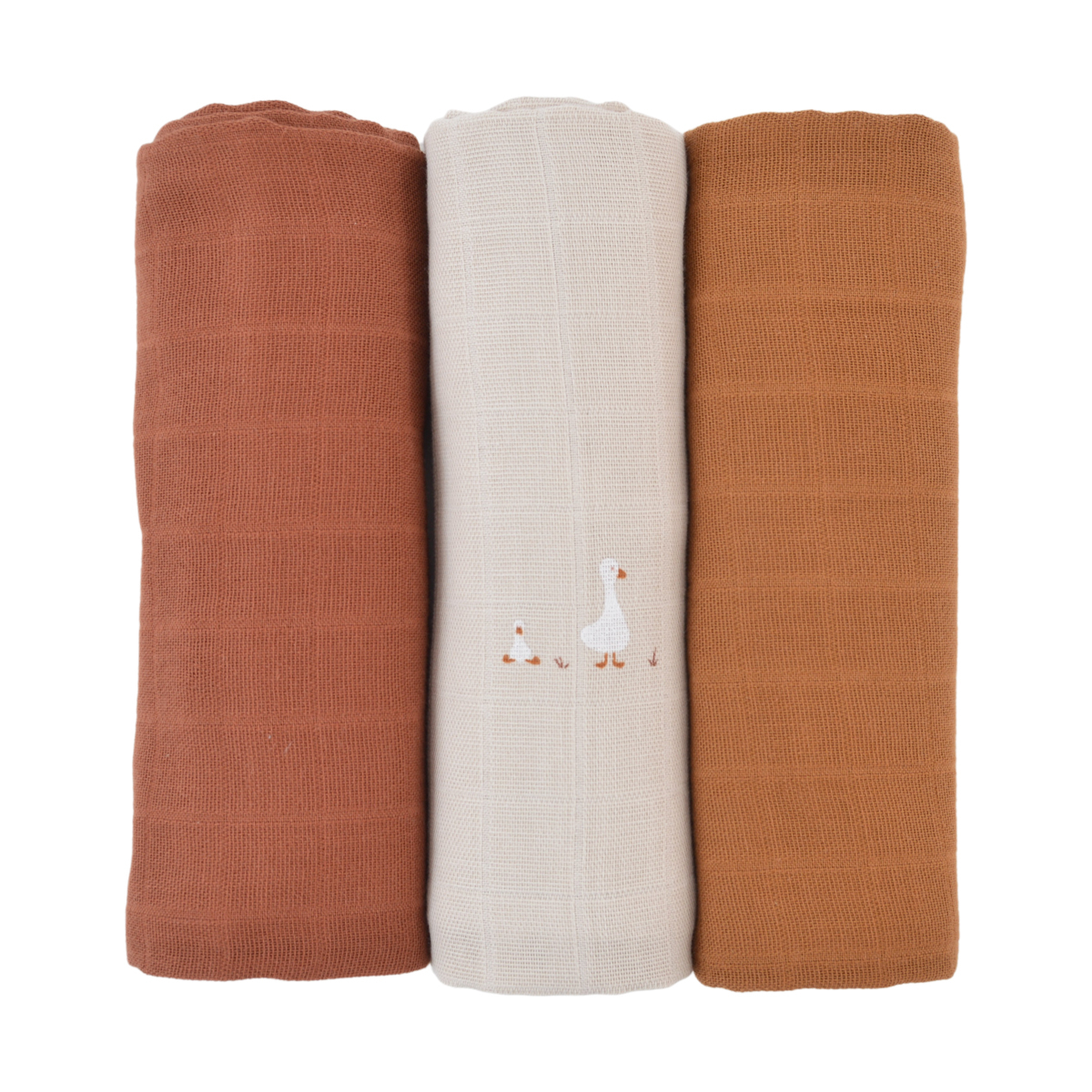 Lot de 3 langes coton bio NILS sable, LITTLE CREVETTE