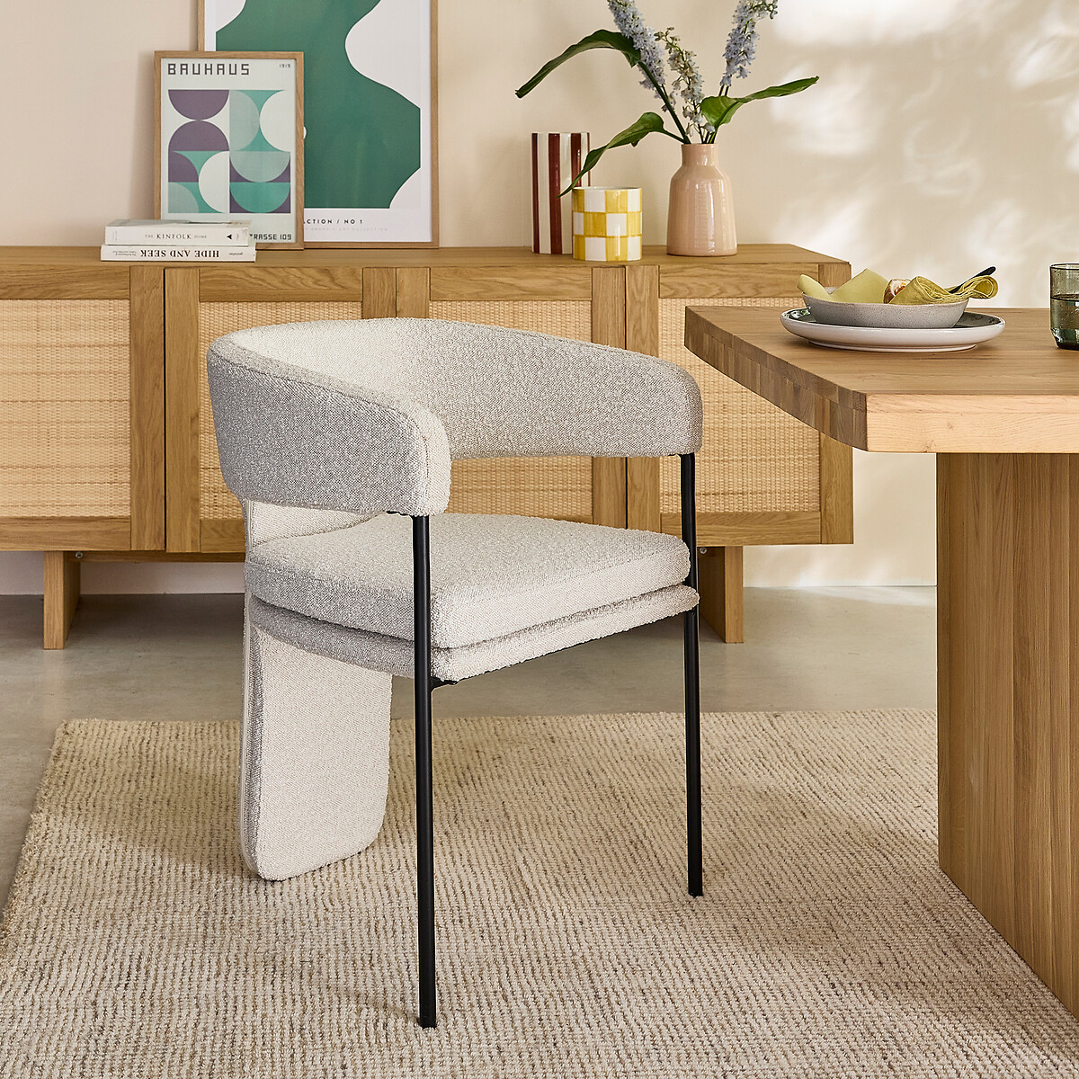 Poltrona da tavolo in bouclè, Palazzo beige écru, LA REDOUTE INTERIEURS
