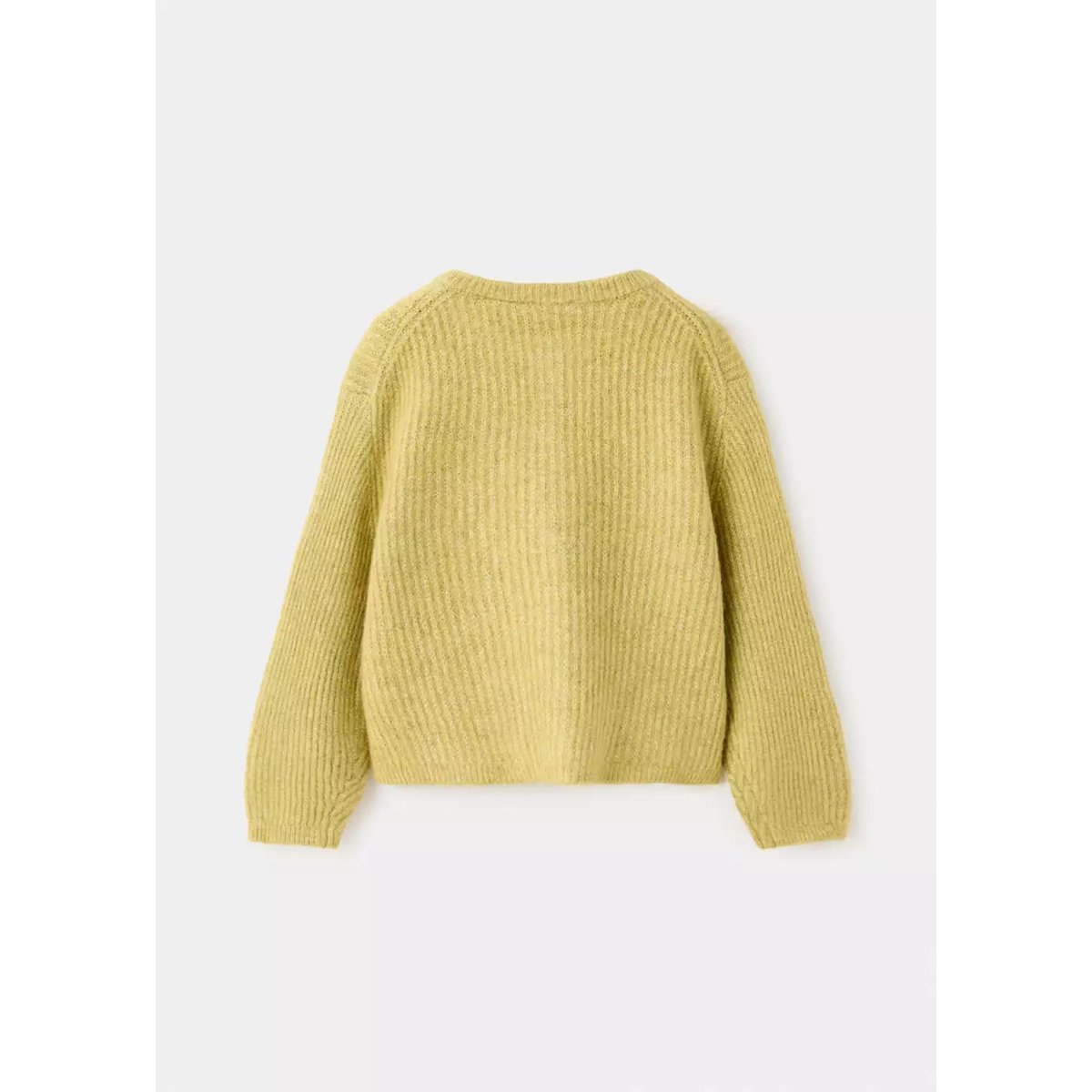 Cardigan côtelé à col rond citron vert, MANGO BABY