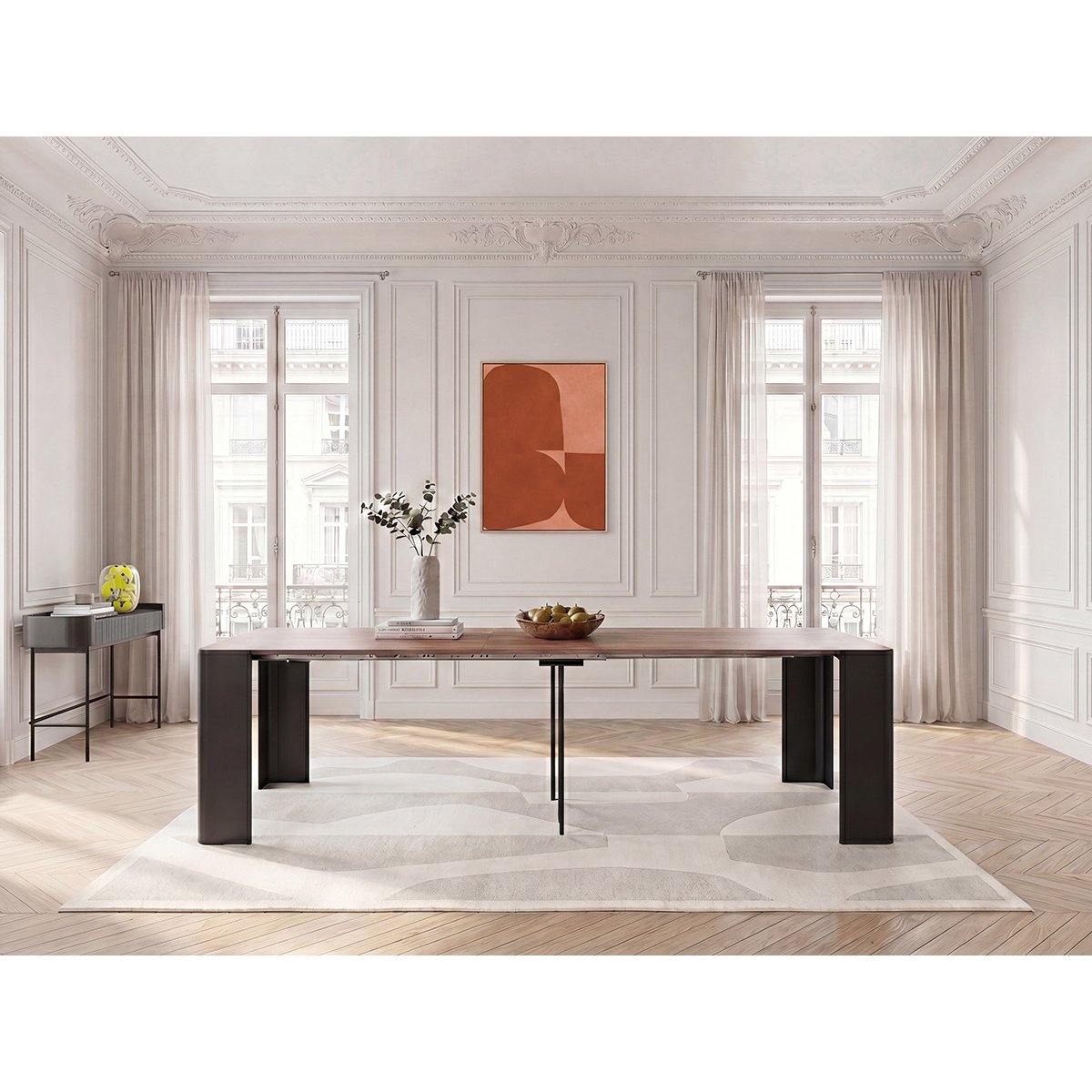 Console  cm panneaux de particules, ALBANE noir, BOBOCHIC