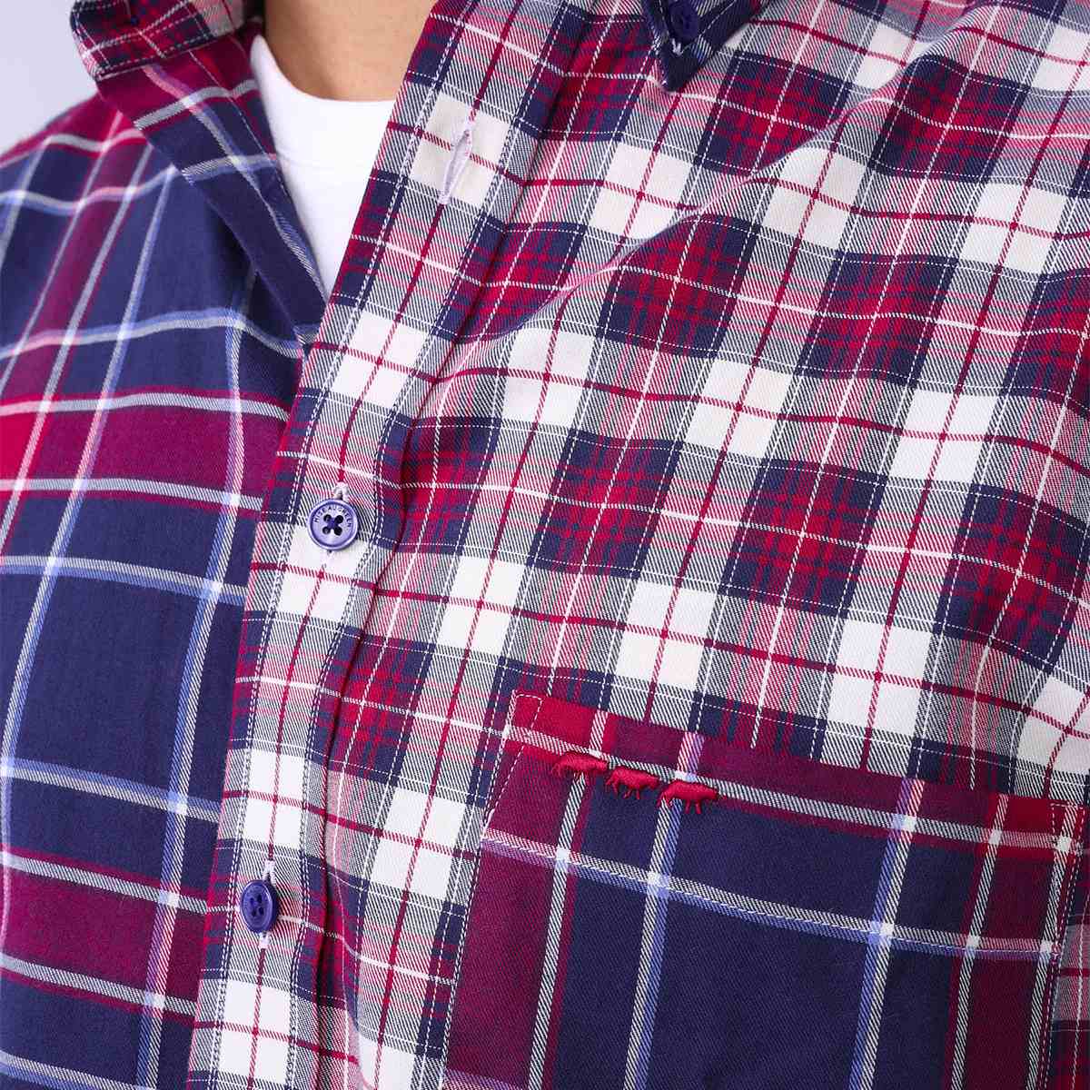 Chemise patch à carreaux Helmut bleu marine, MISE AU GREEN