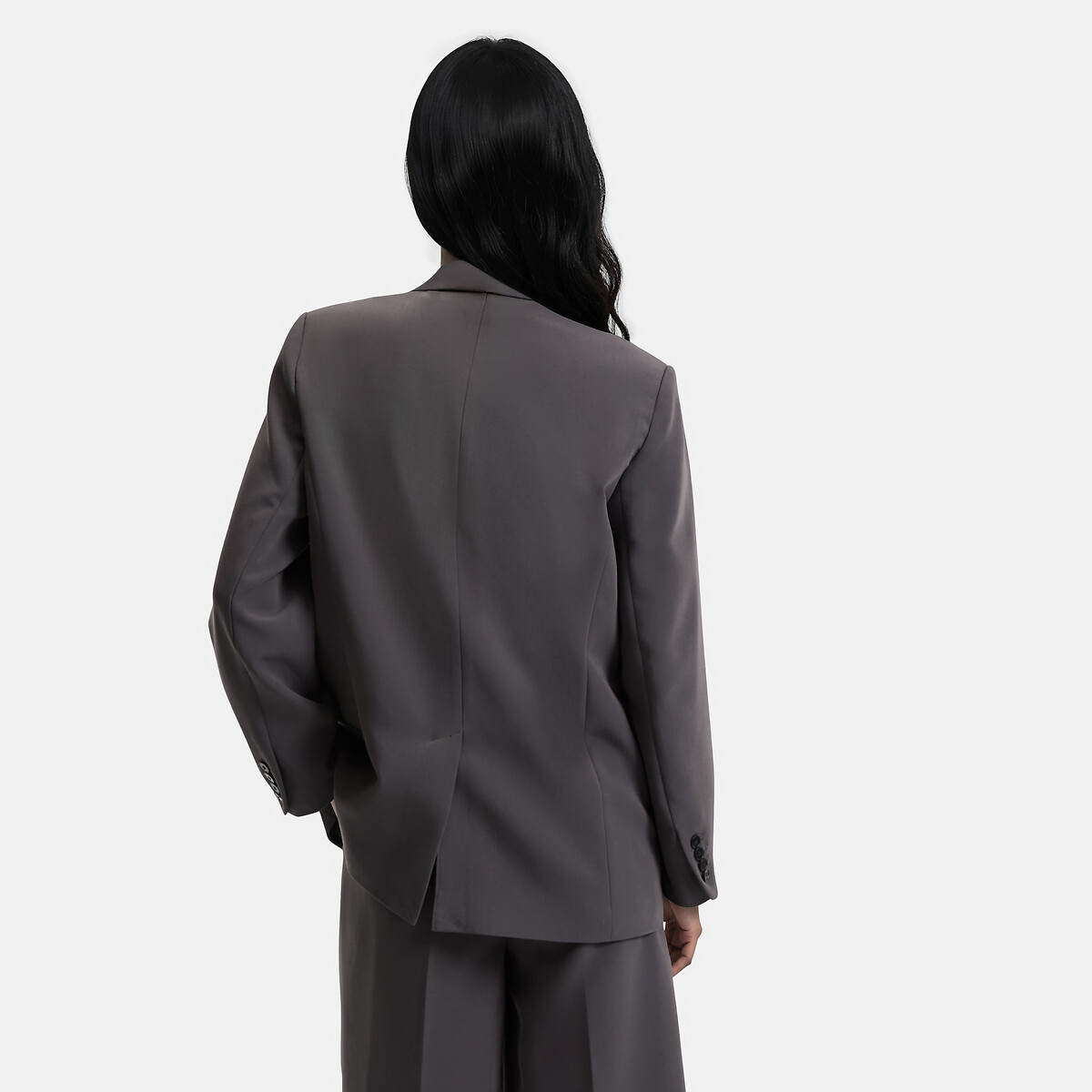 Blazer croisé coupe ample gris anthracite, LA REDOUTE COLLECTIONS