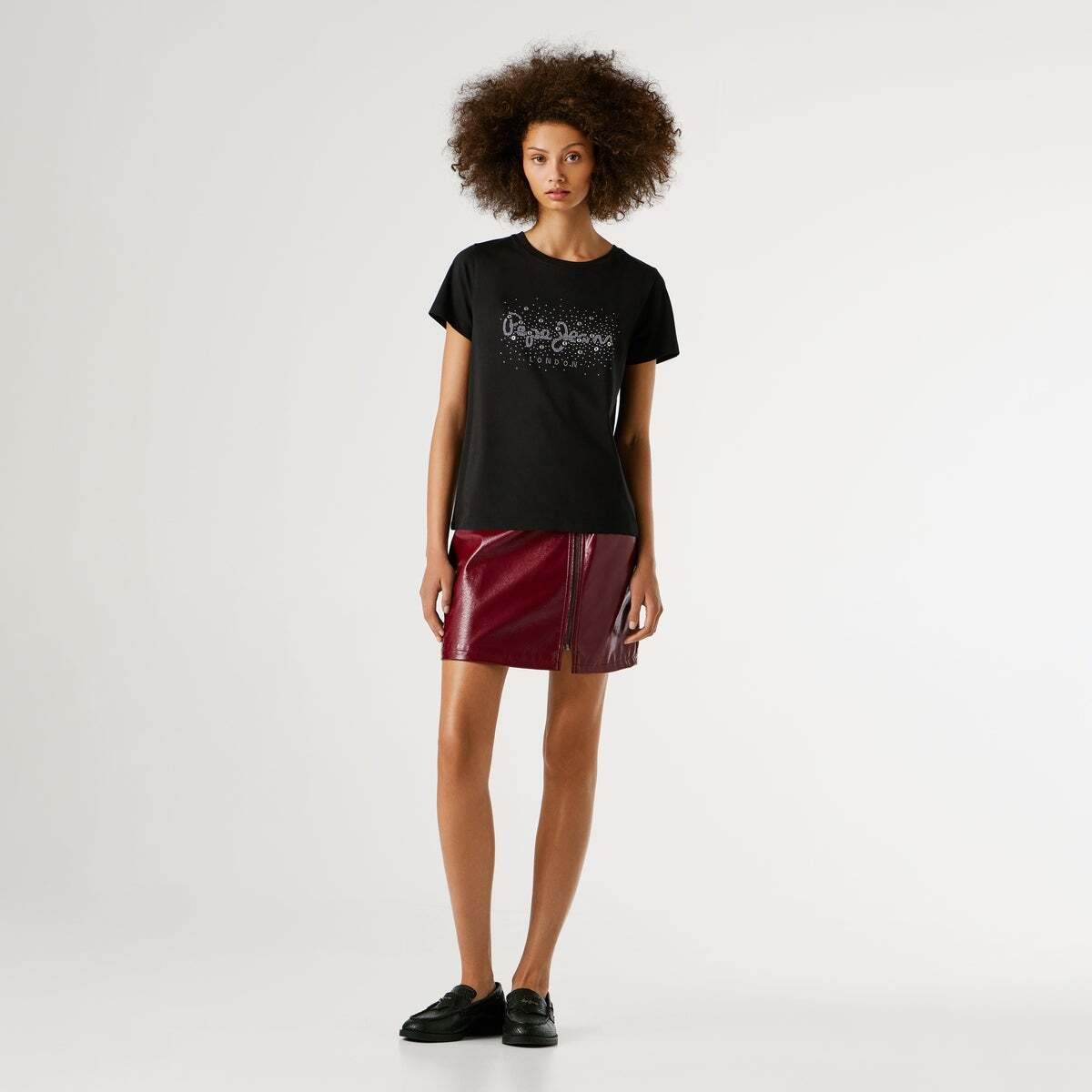 T-Shirt Logo En Strass noir, PEPE JEANS