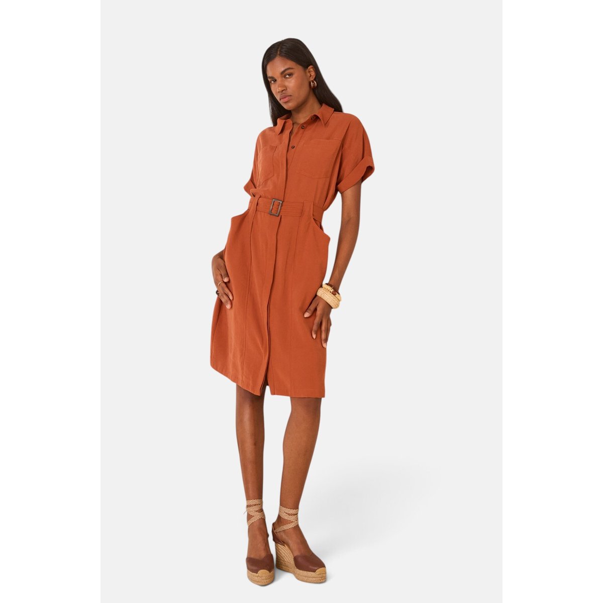 Robe chemise droite RAMA brique, Maison 123