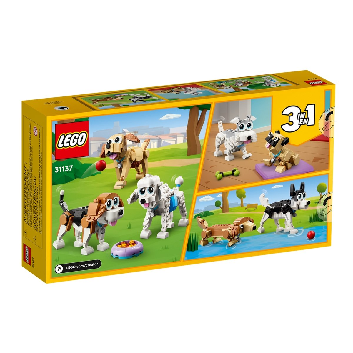 LEGO Creator 3-en-1 : Adorables Chiens - Set de Construction 31137 multicolore, LEGO