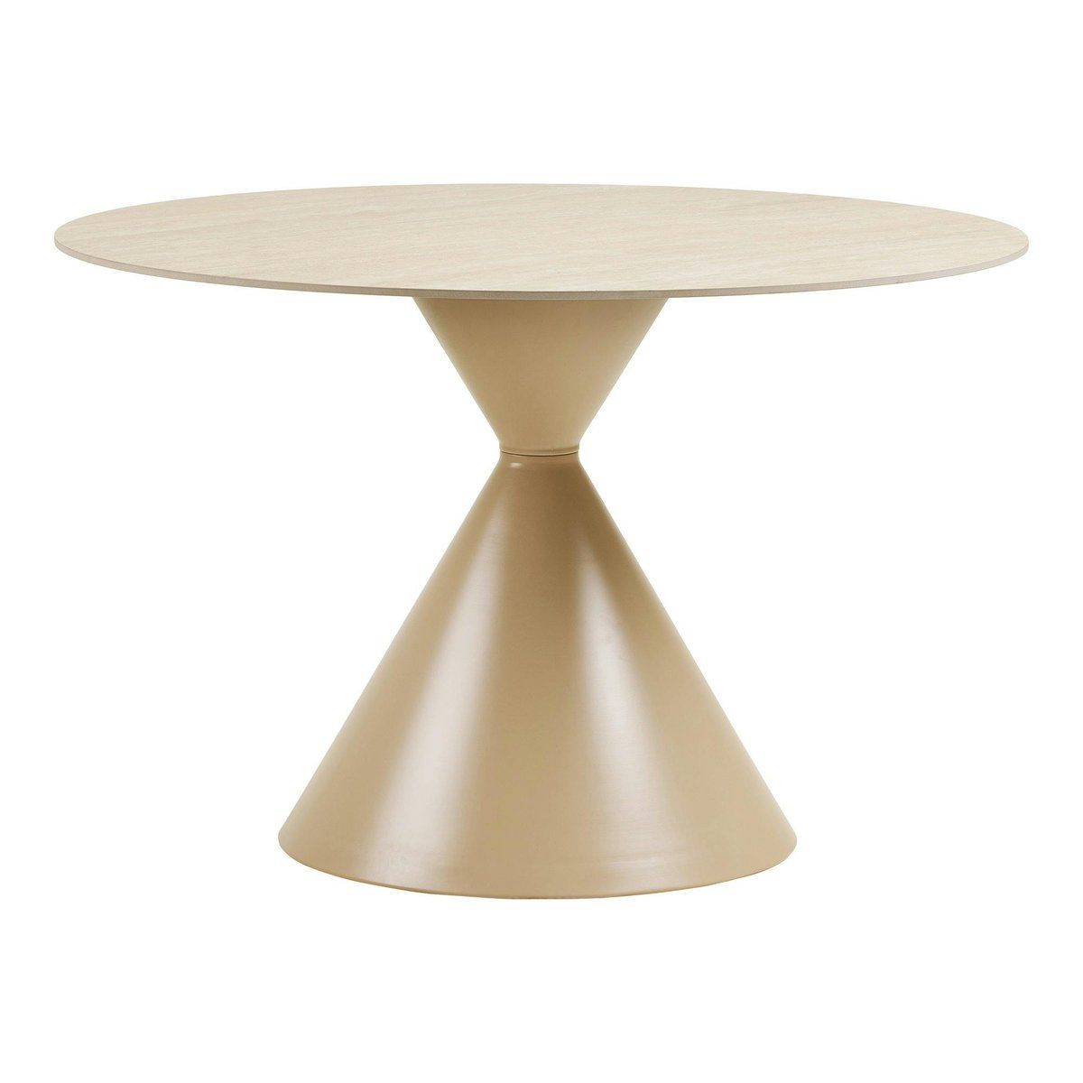 Table ronde en céramique ø120 cm, pied sablier ASDAL beige, PIER IMPORT