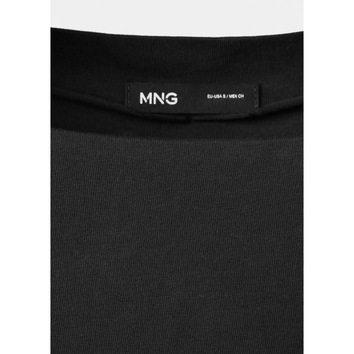 T-shirt coton bas asymétrique noir, MANGO