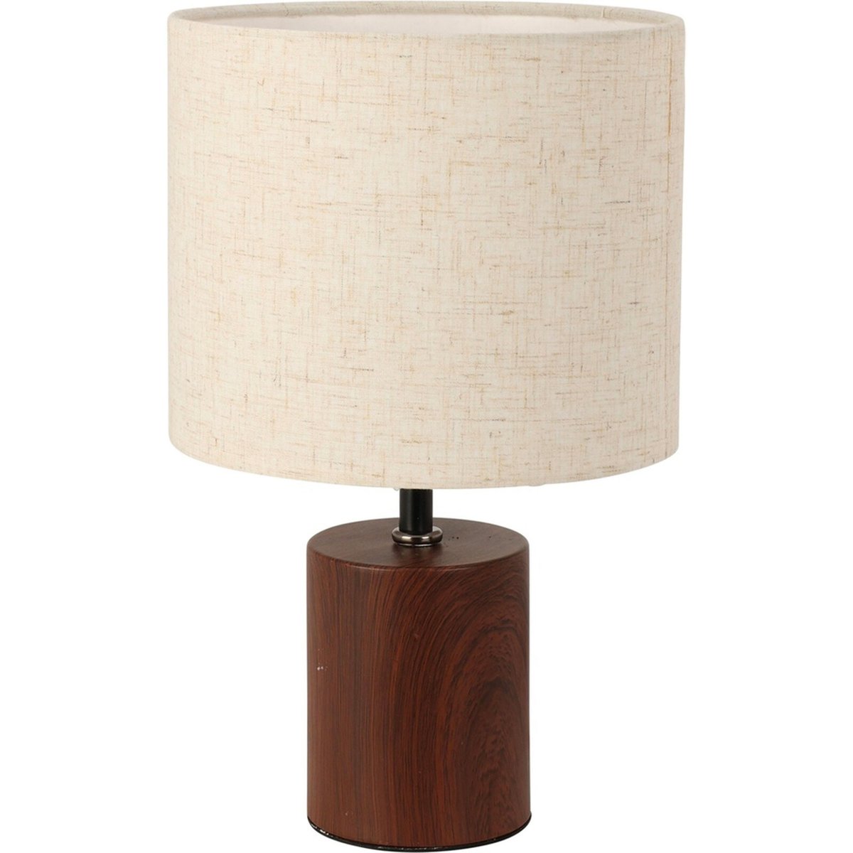 Lampe à poser céramique effet bois et abat-jour beige 18x18x30cm bois, WADIGA