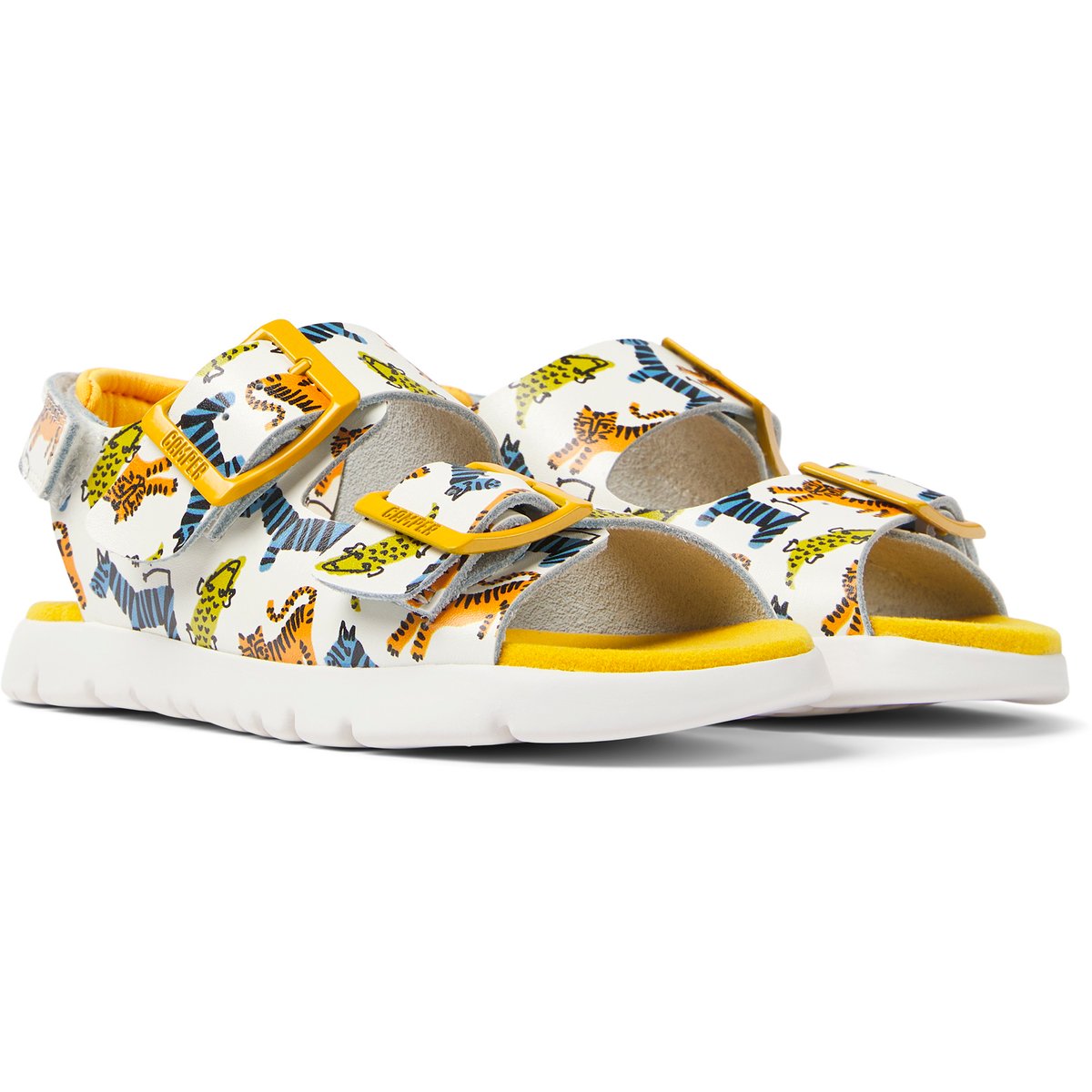 Sandales Oruga cuir blanc / orange, CAMPER