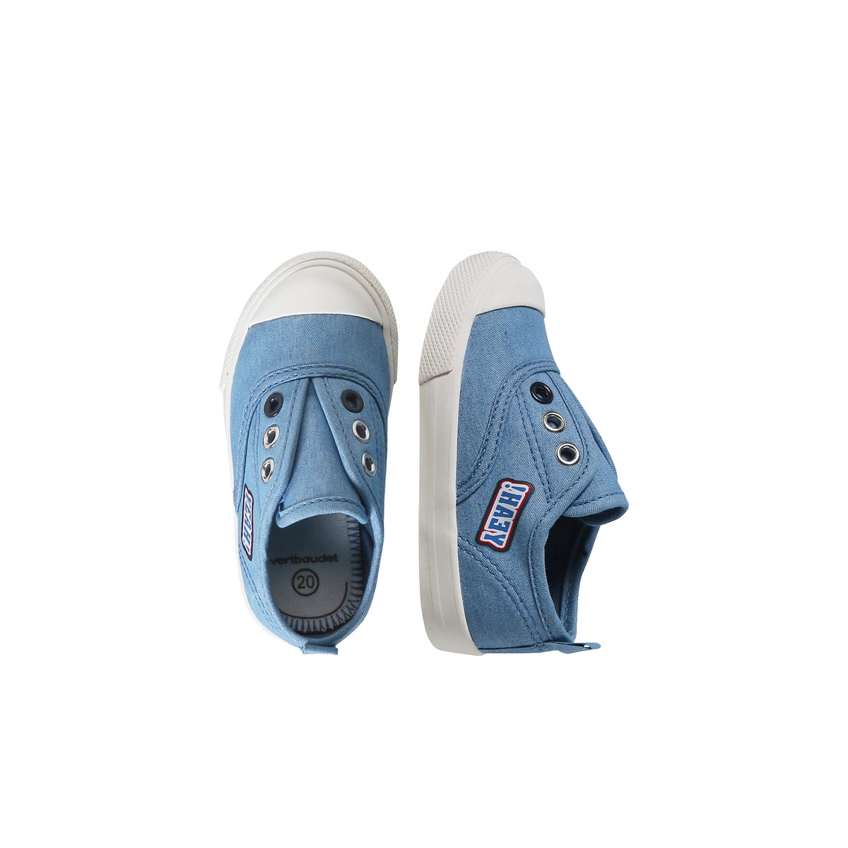 Baskets en toile bébé bleu jean, VERTBAUDET