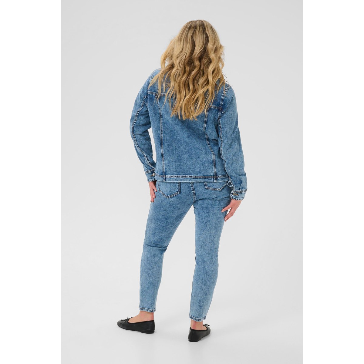 Veste en jean bleu washed medium blue denim, KAFFE CURVE