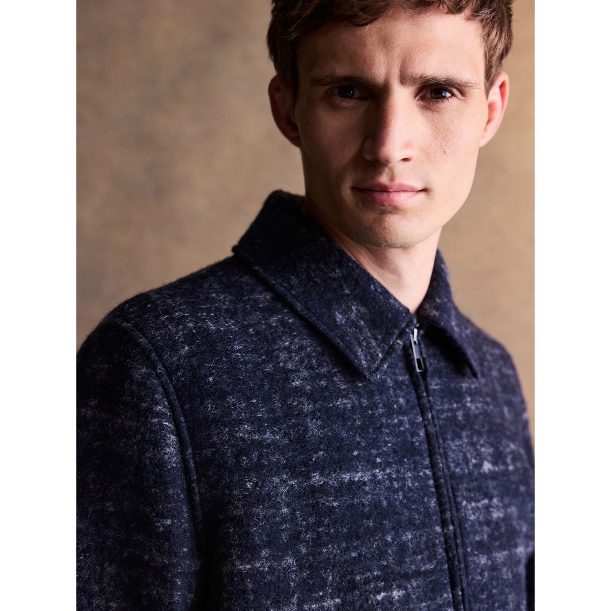 Veste texturée en tissu italien et laine bleu marine, NEXT