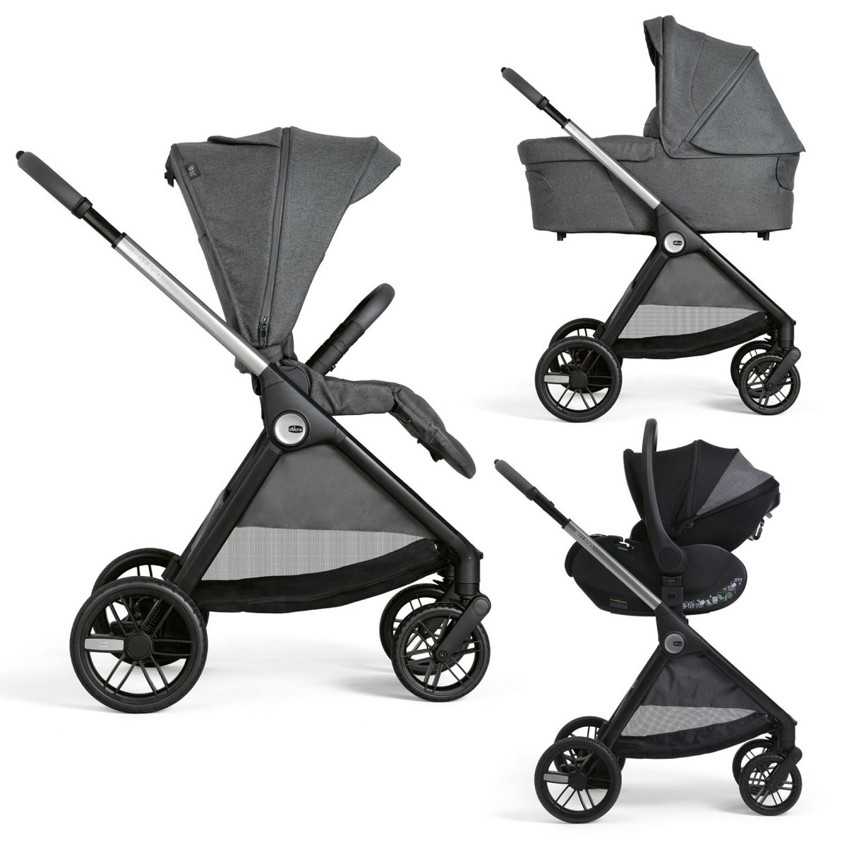 Poussette trio Bellagio 2 + siège auto First Seat Recline i-Size noir, CHICCO