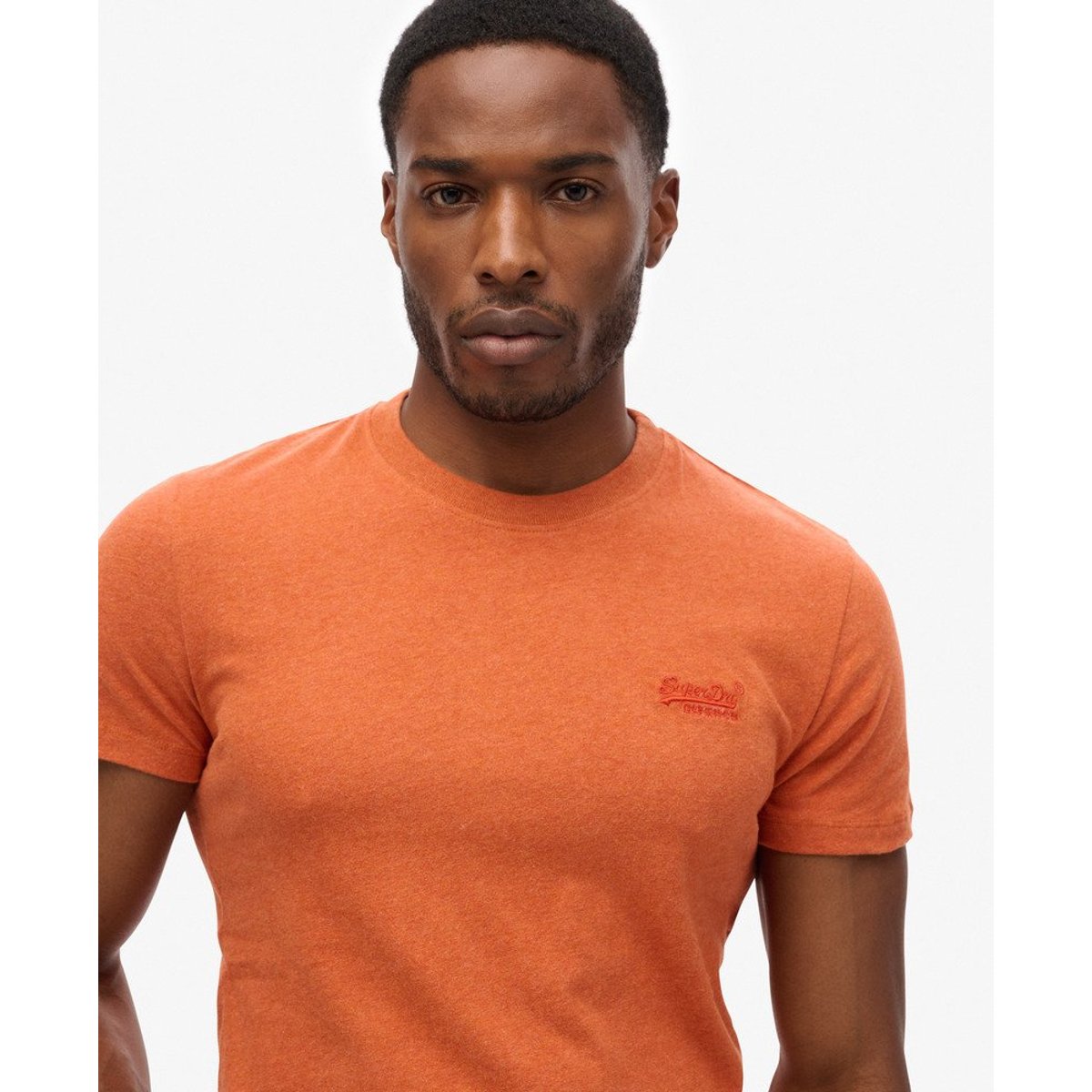 T-shirt Logo Essential en Coton Bio orange rouille chiné, SUPERDRY