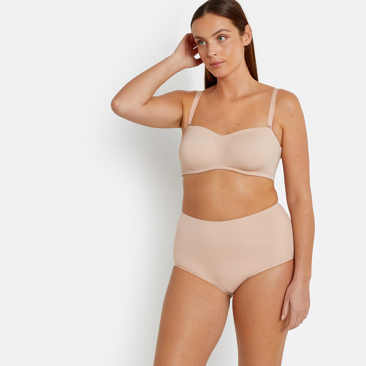 Soutien bandeau em microfibra, invisível creme, LA REDOUTE COLLECTIONS PLUS