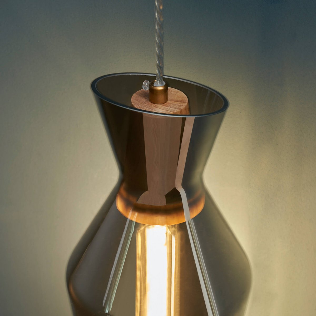 Suspension Design en Verre - POZZINO gris fumé, KOSILUM