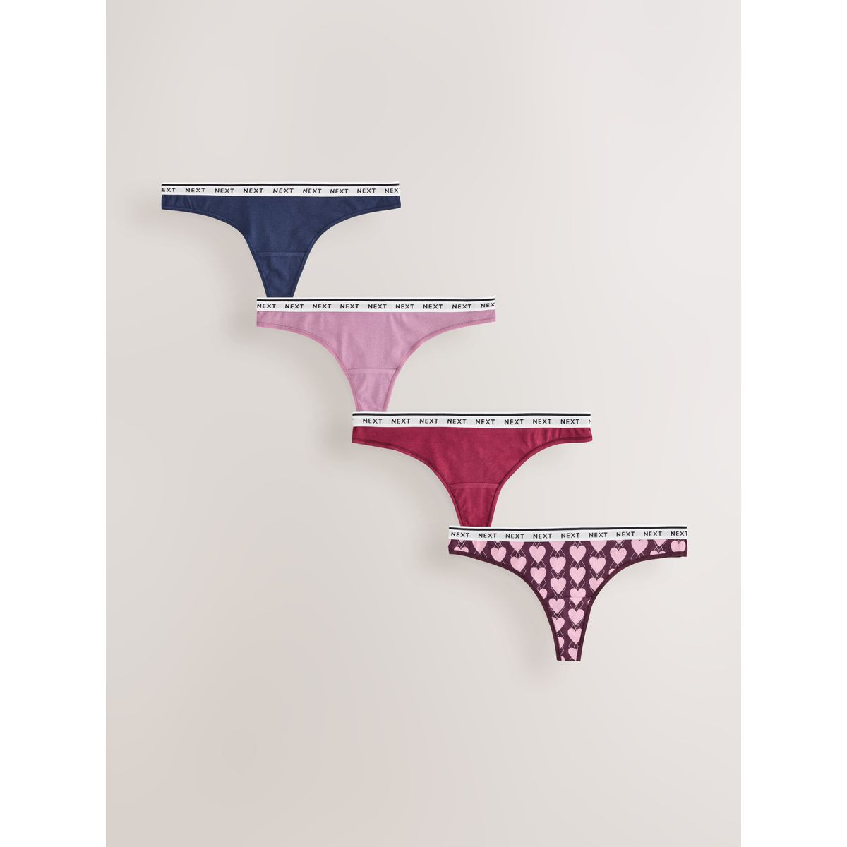 Culotte en coton à logo, lot de 4 argyle bleu marine, NEXT