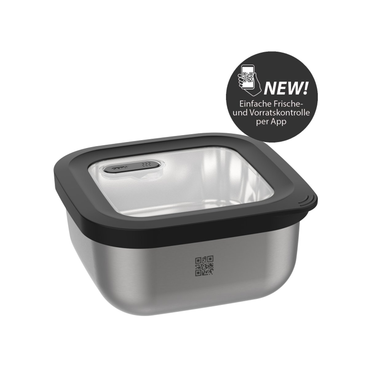 Boîte de conservation fraîcheur PROVIDO, carrée, 1.800 ml (Contrôle de la fraîcheur et des stocks via application) argent / métallique, GEFU