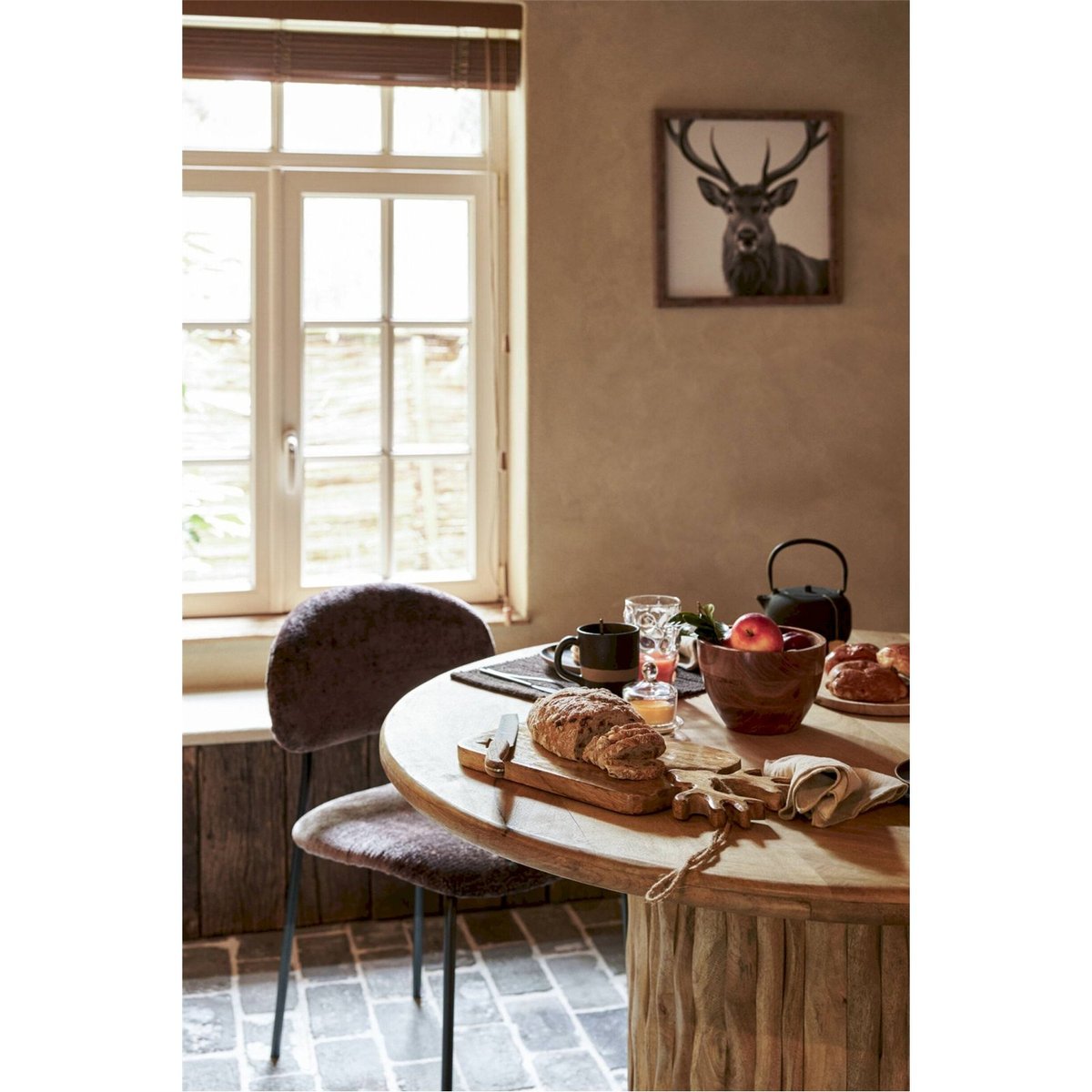 Table à manger ronde en bois massif naturel, RECOLLECTION