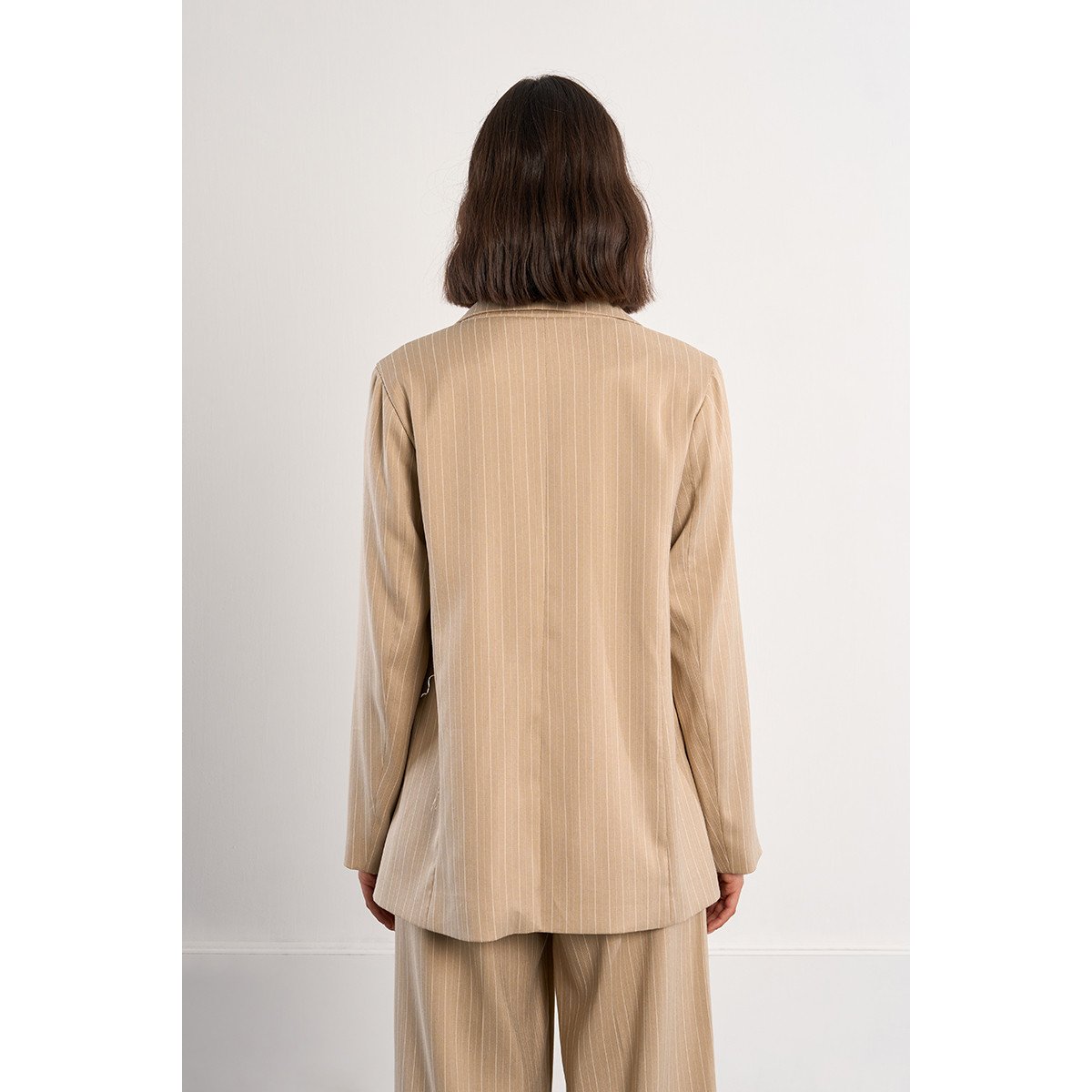 Blazer droit rayé beige, LILI SIDONIO