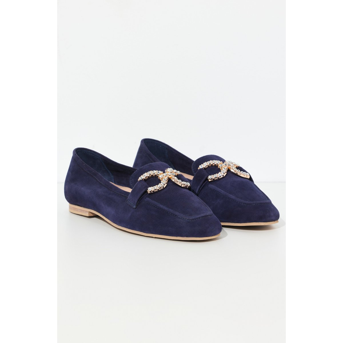 Ballerines en cuir suédé , pied large marine, ULLA POPKEN