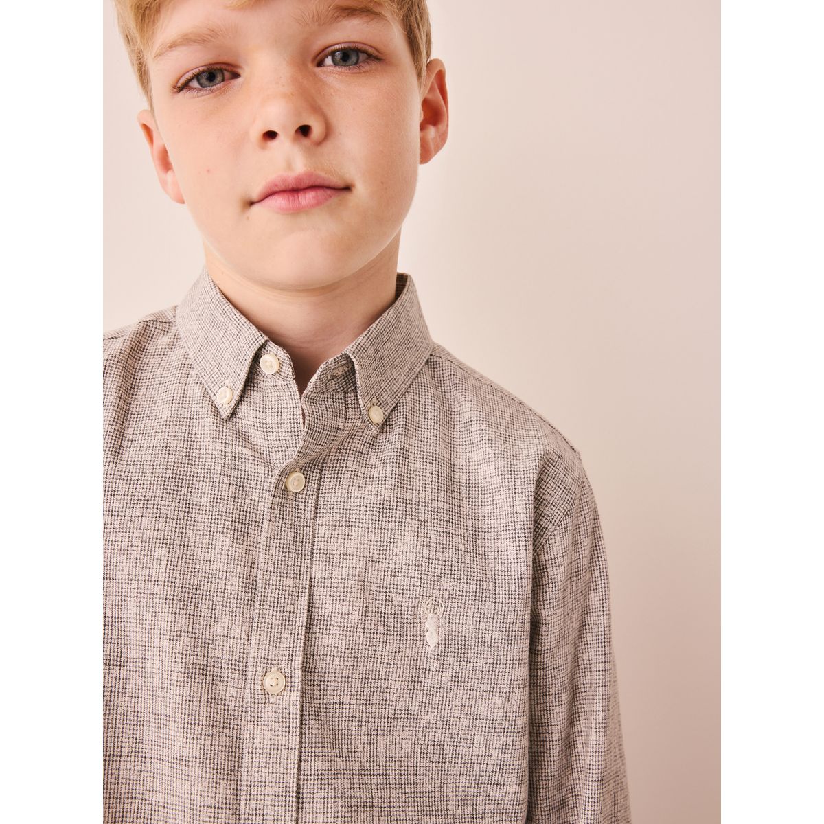 Chemise texturée à manches longues vérification micro-neutre neutre, NEXT
