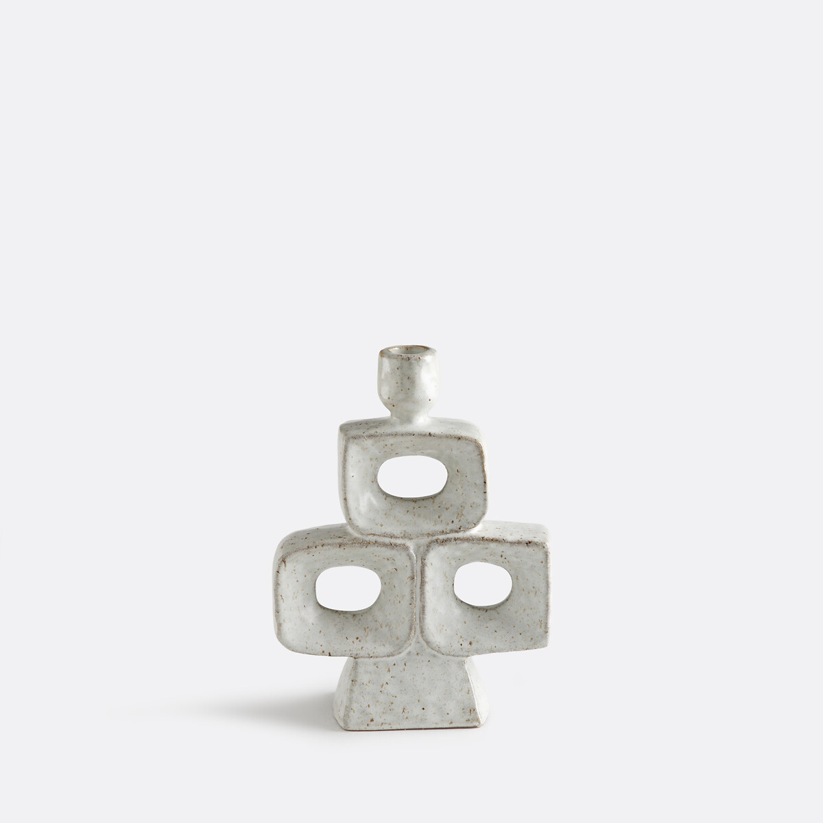 Ceral Ceramic Organic Candleholder Height 22cm speckled grey, LA REDOUTE INTERIEURS