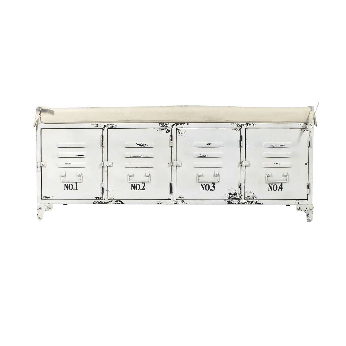 Banc en métal et tissu FÉLICIE blanc, MADE IN MEUBLES 